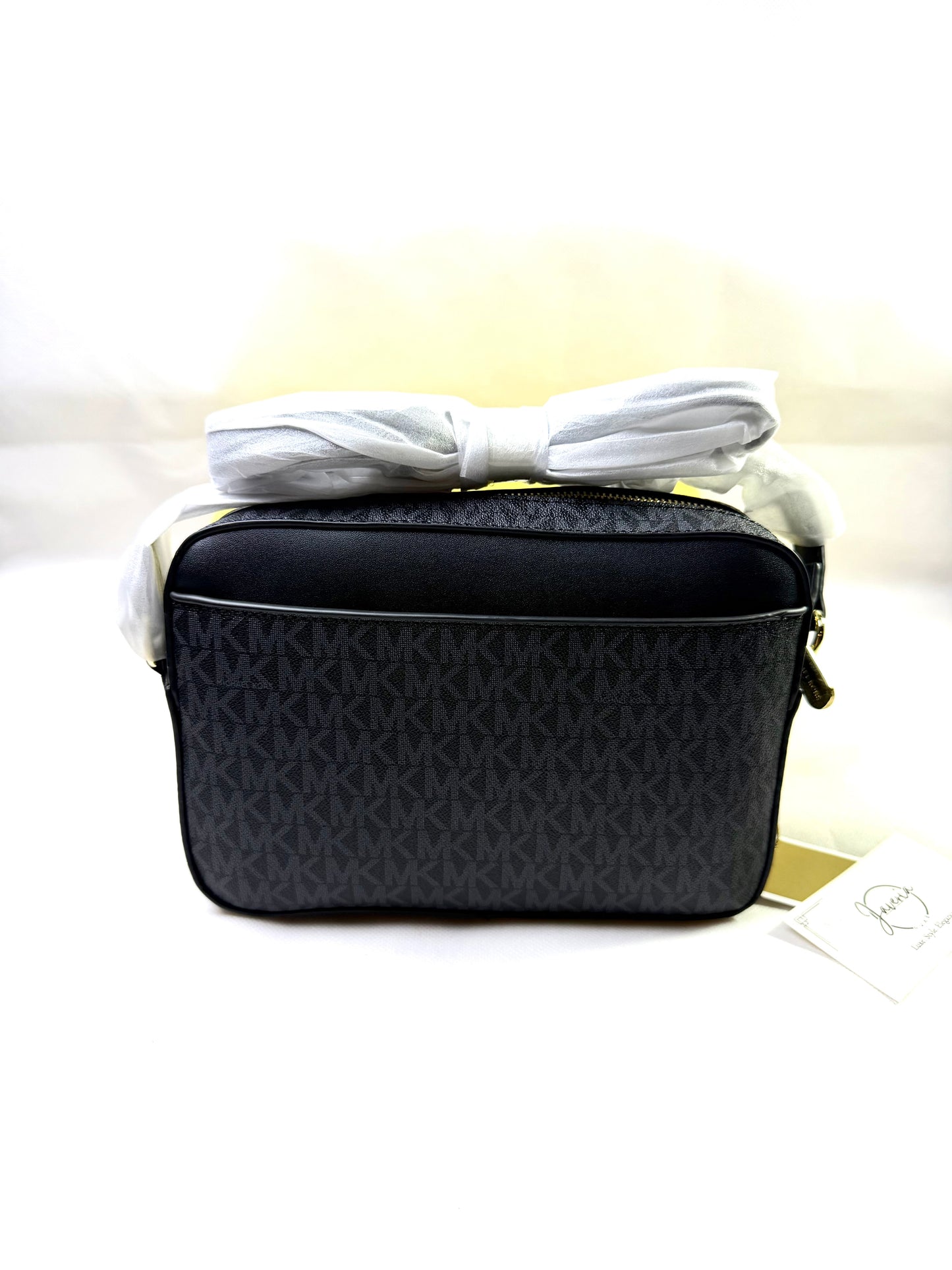 MK Jet Set Large Logo Crossbody Bag - Black