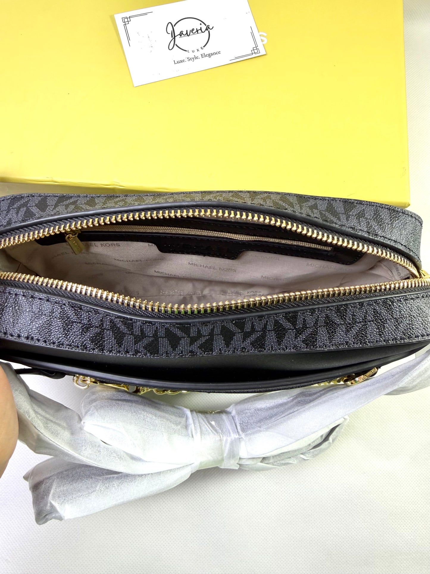 MK Jet Set Large Logo Crossbody Bag - Black