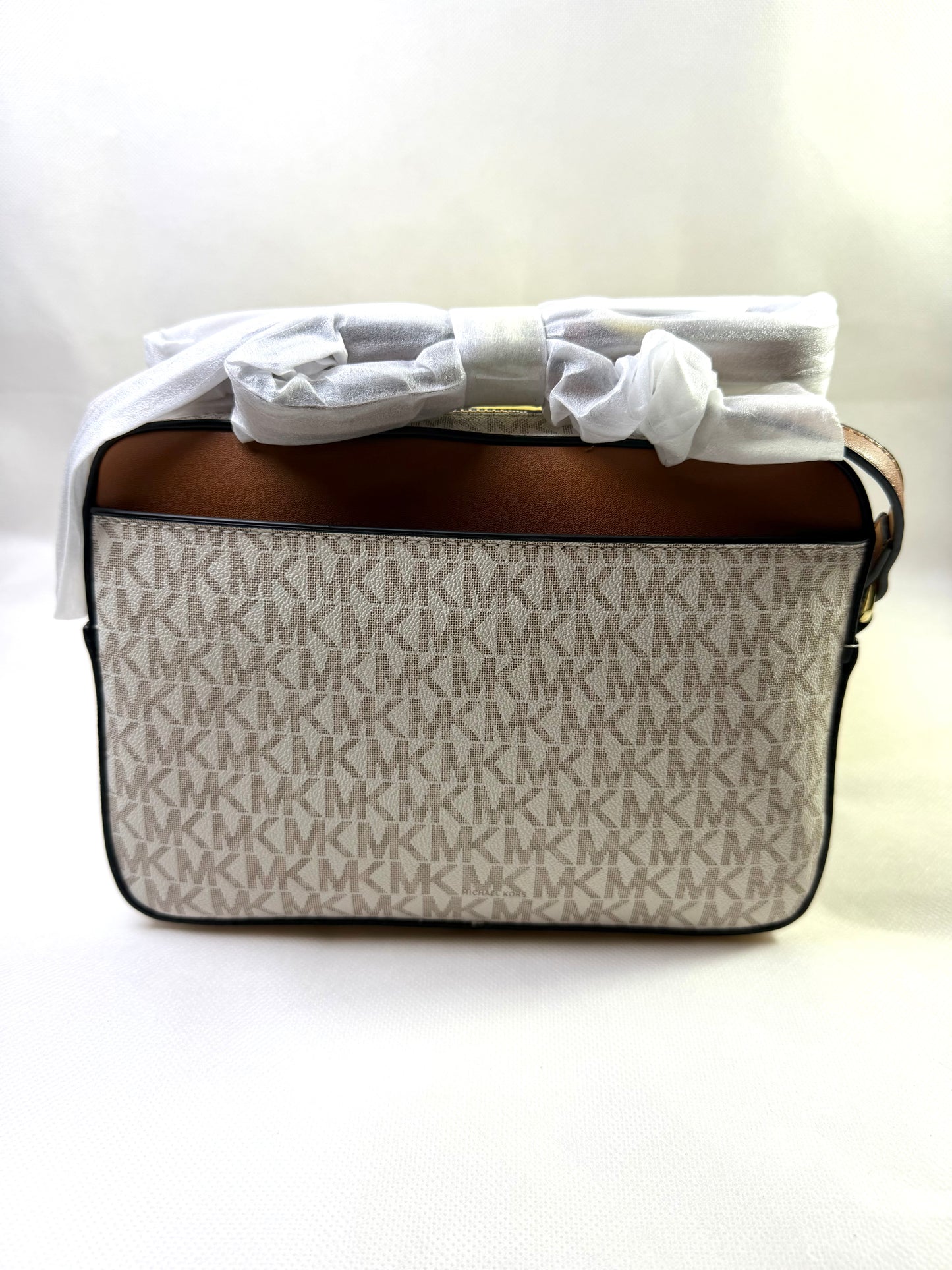 MK Jet Set Large Logo Crossbody Bag - White