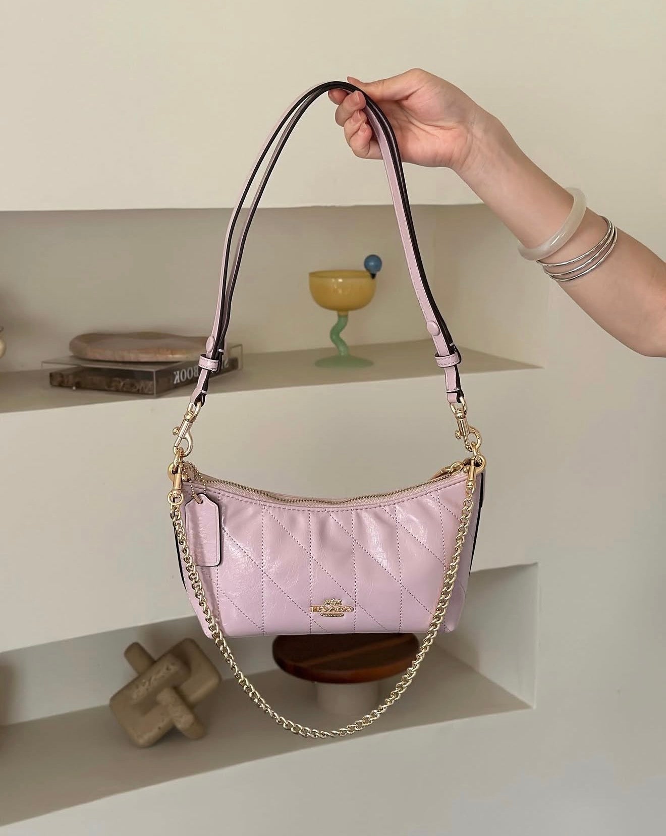 Coach Caitlin Shoulder Bag with Quilting - Pink