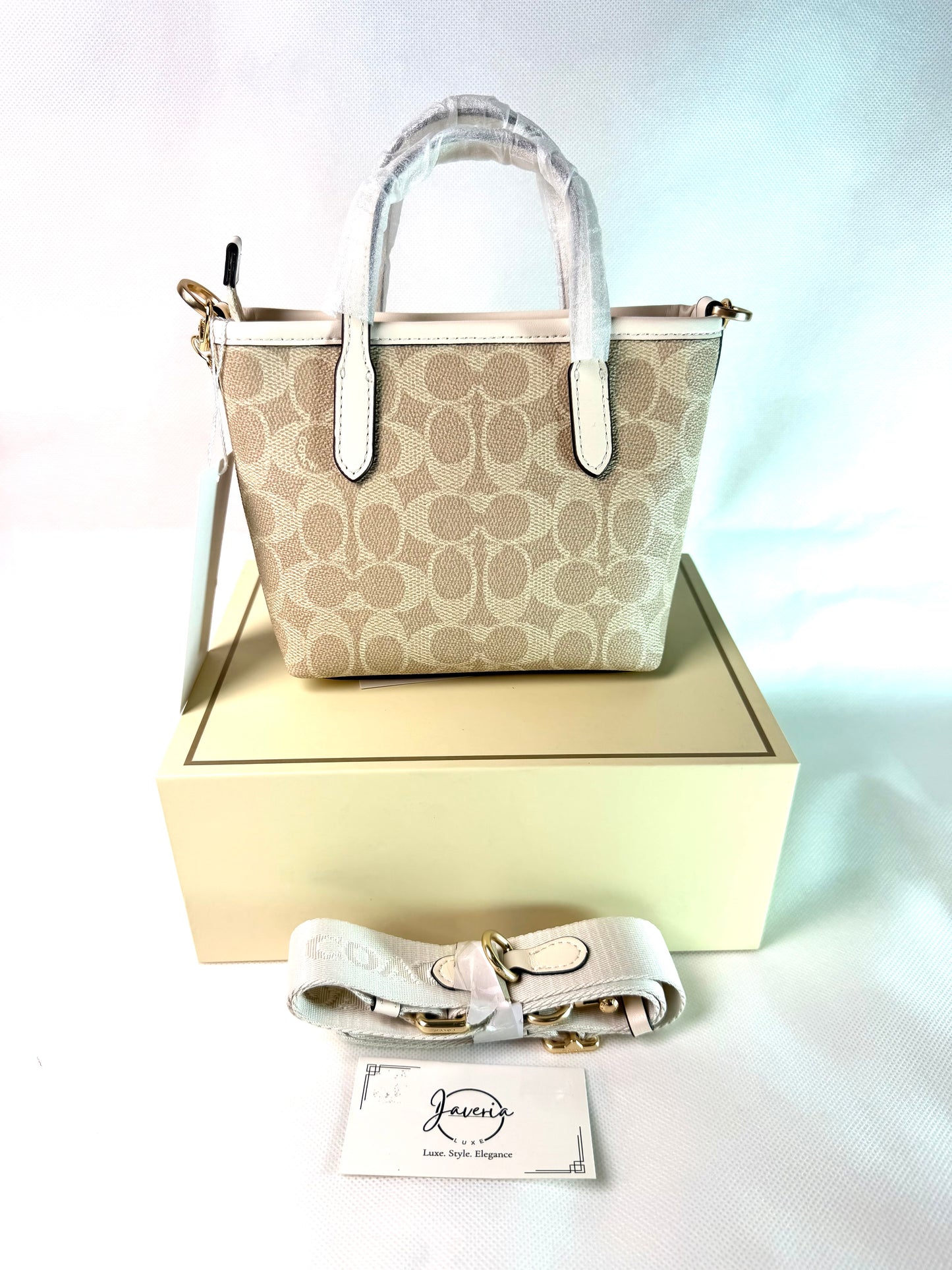 Coach Mini City Tote Bag in Signature Canvas - Beige