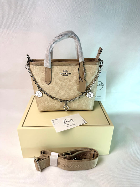 Coach Mini City Tote Bag in Signature Canvas - Light Brown