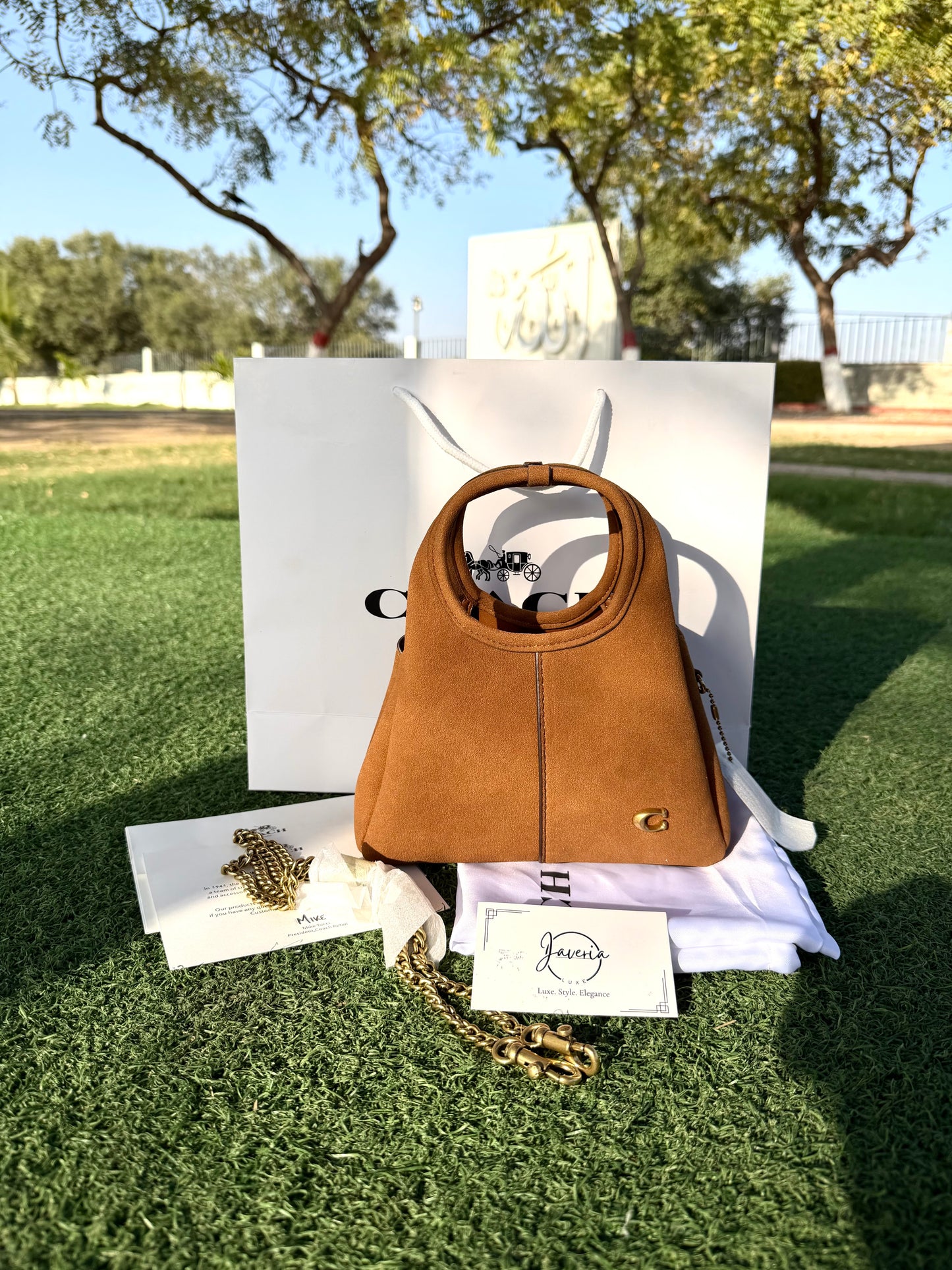 Coach Lana 19 Bag (New) in Suede Brown