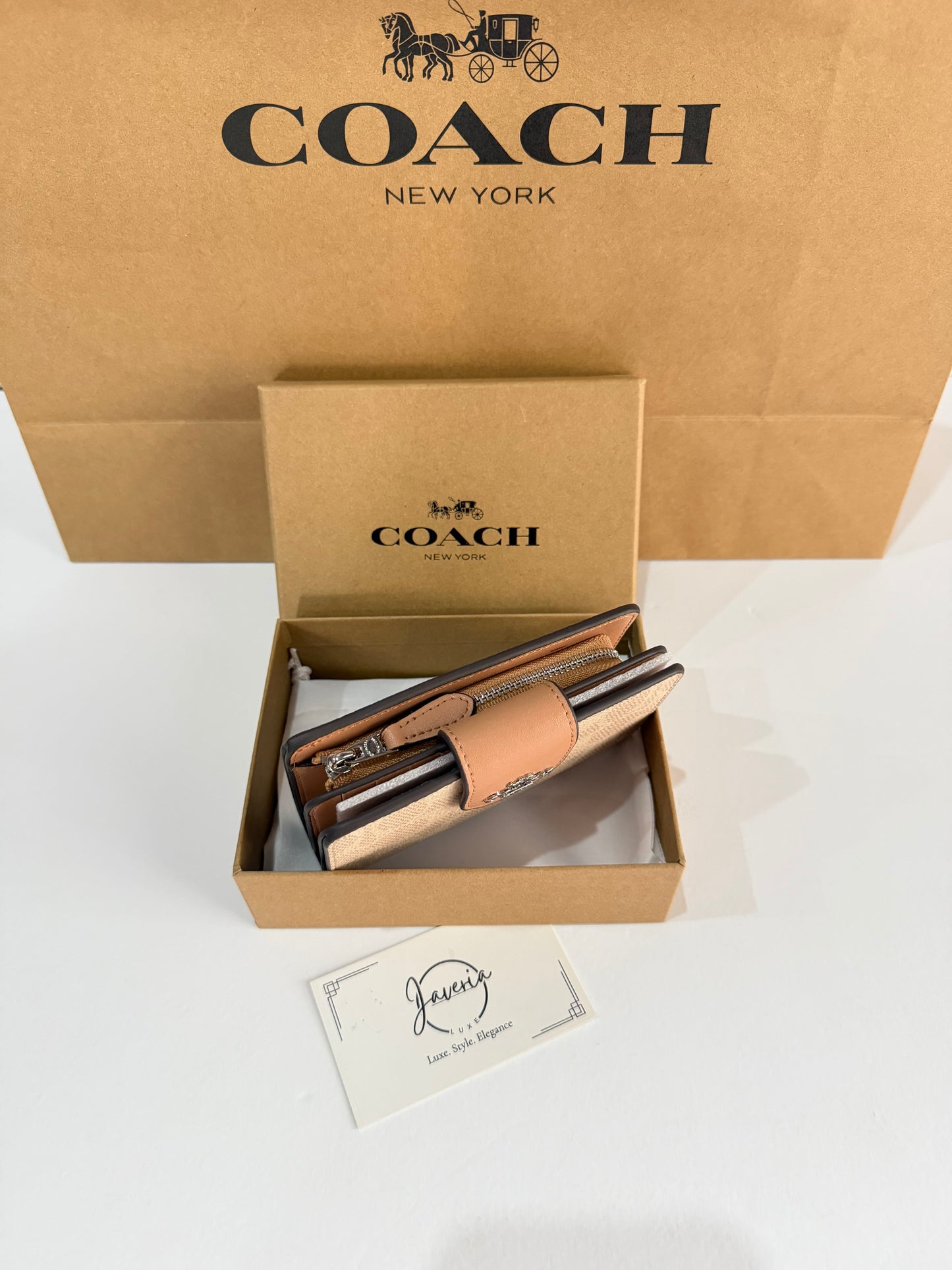 Coach Medium Corner Zip Wallet - Beige
