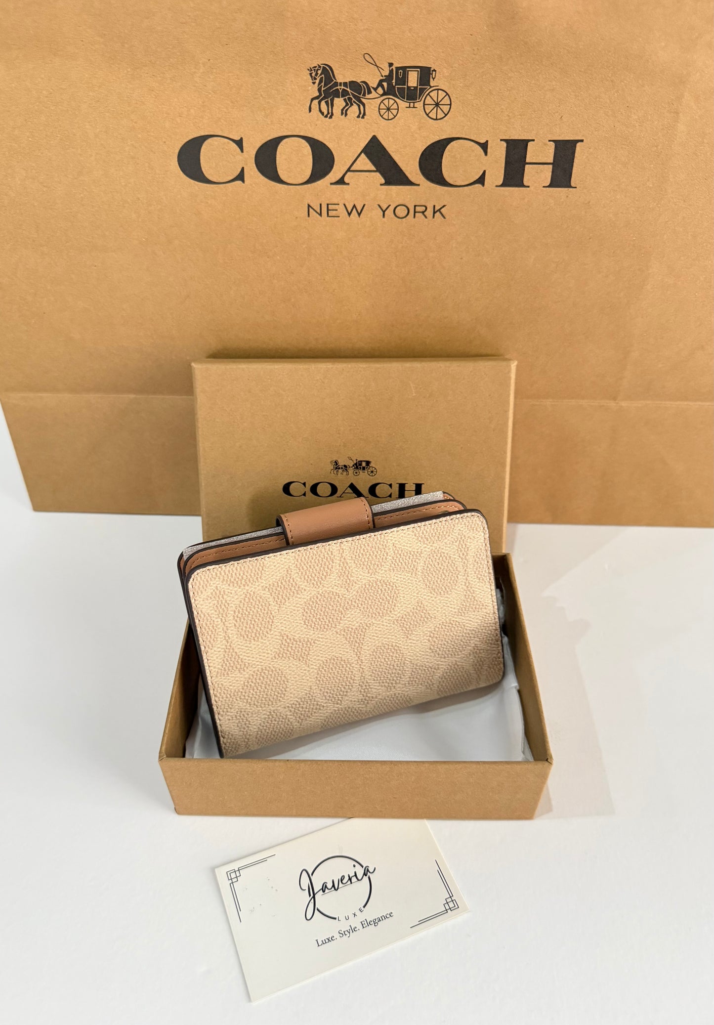 Coach Medium Corner Zip Wallet - Beige