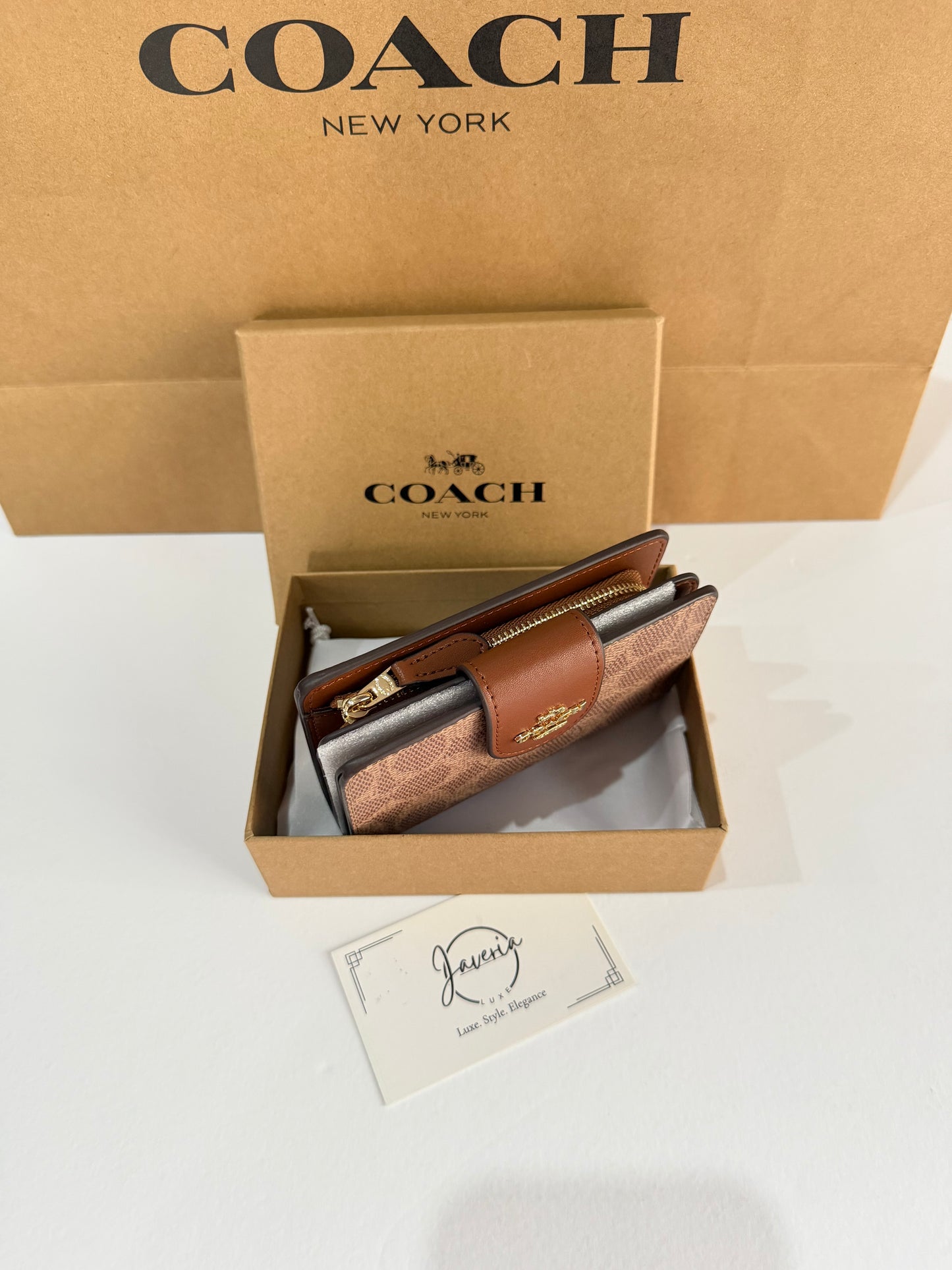 Coach Medium Corner Zip Wallet - Brown