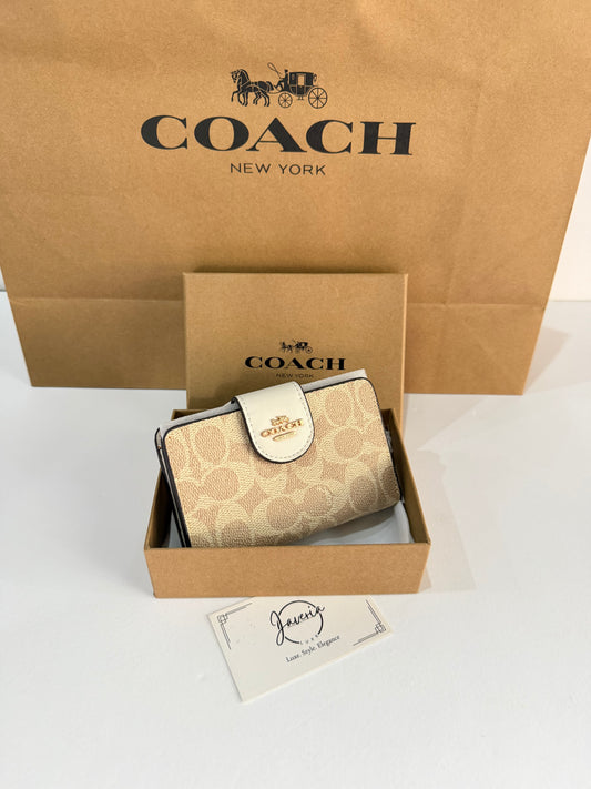 Coach Medium Corner Zip Wallet - Beige