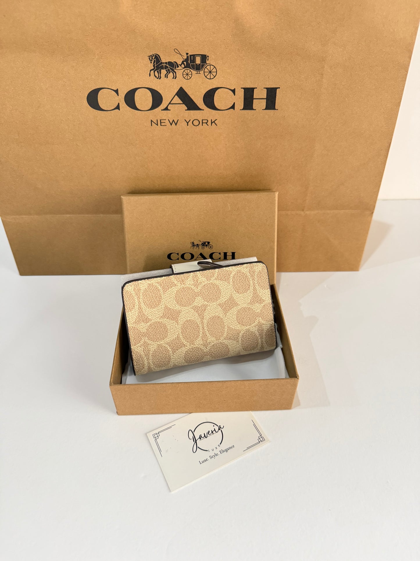 Coach Medium Corner Zip Wallet - Beige