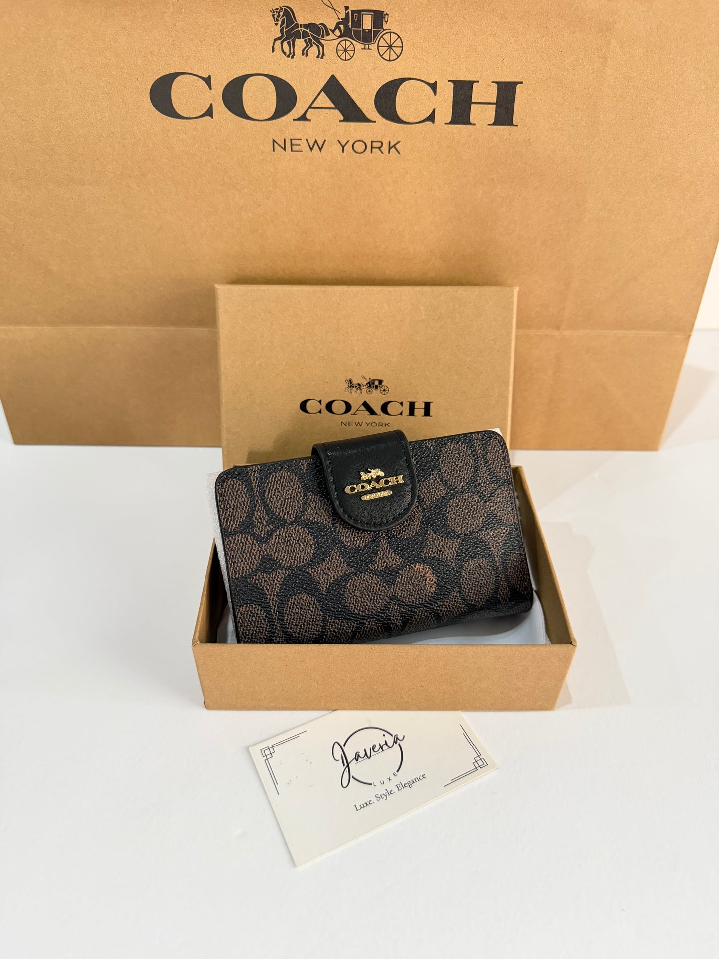 Coach Medium Corner Zip Wallet - Dark Brown