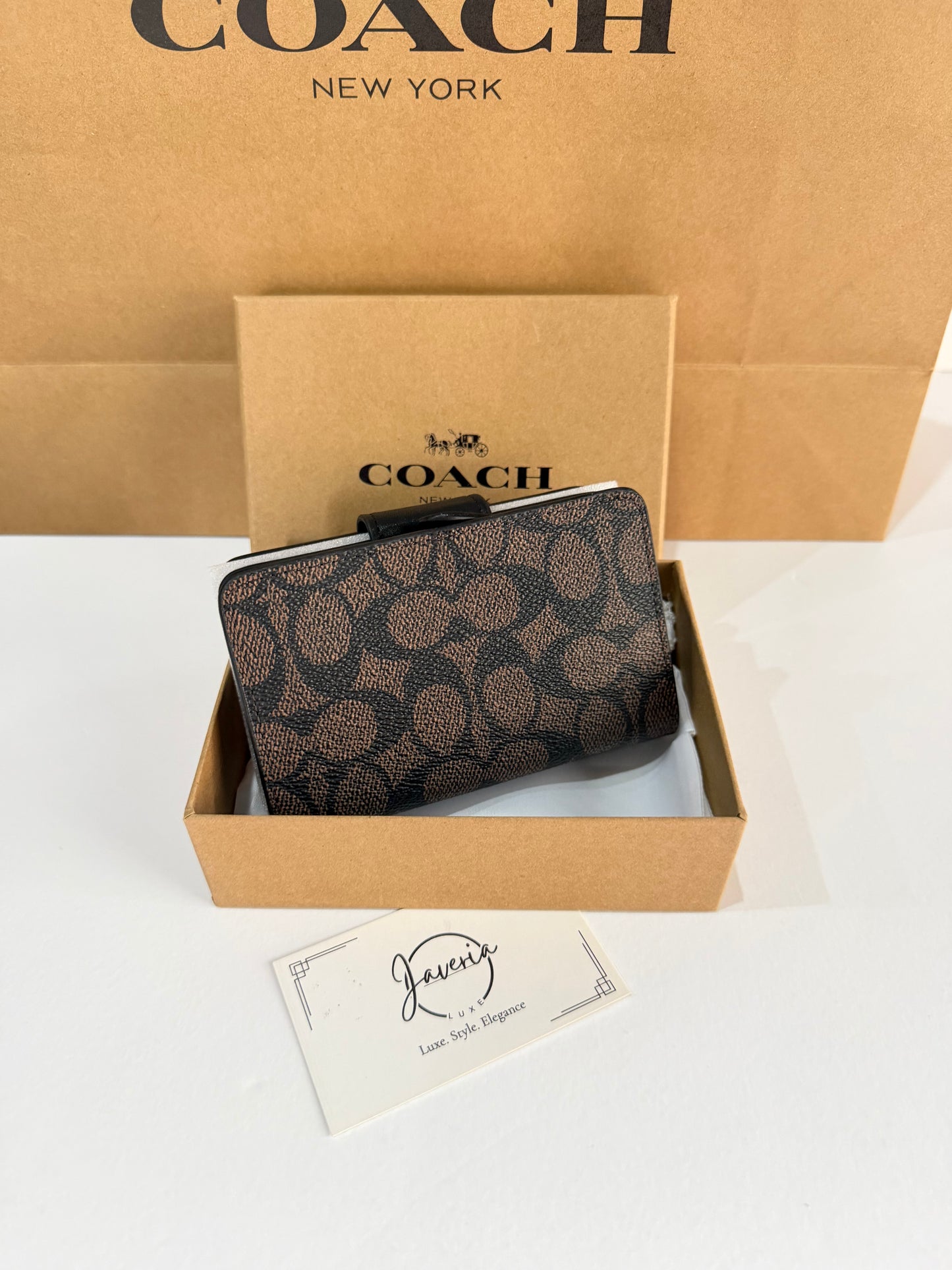 Coach Medium Corner Zip Wallet - Dark Brown