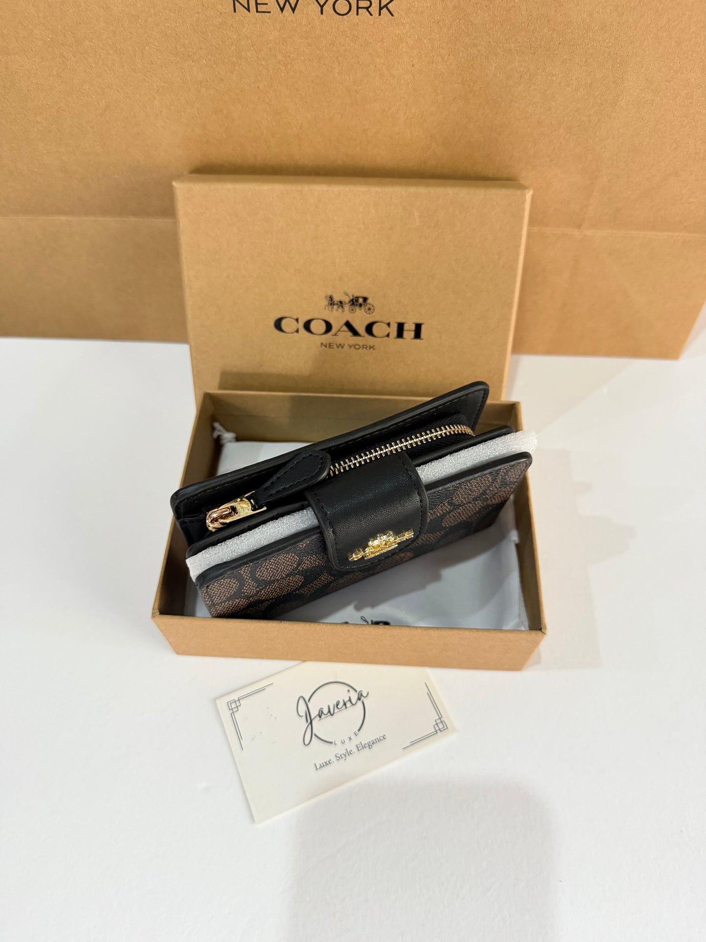Coach Medium Corner Zip Wallet - Dark Brown
