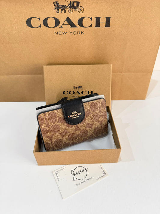 Coach Medium Corner Zip Wallet - Dark Beige