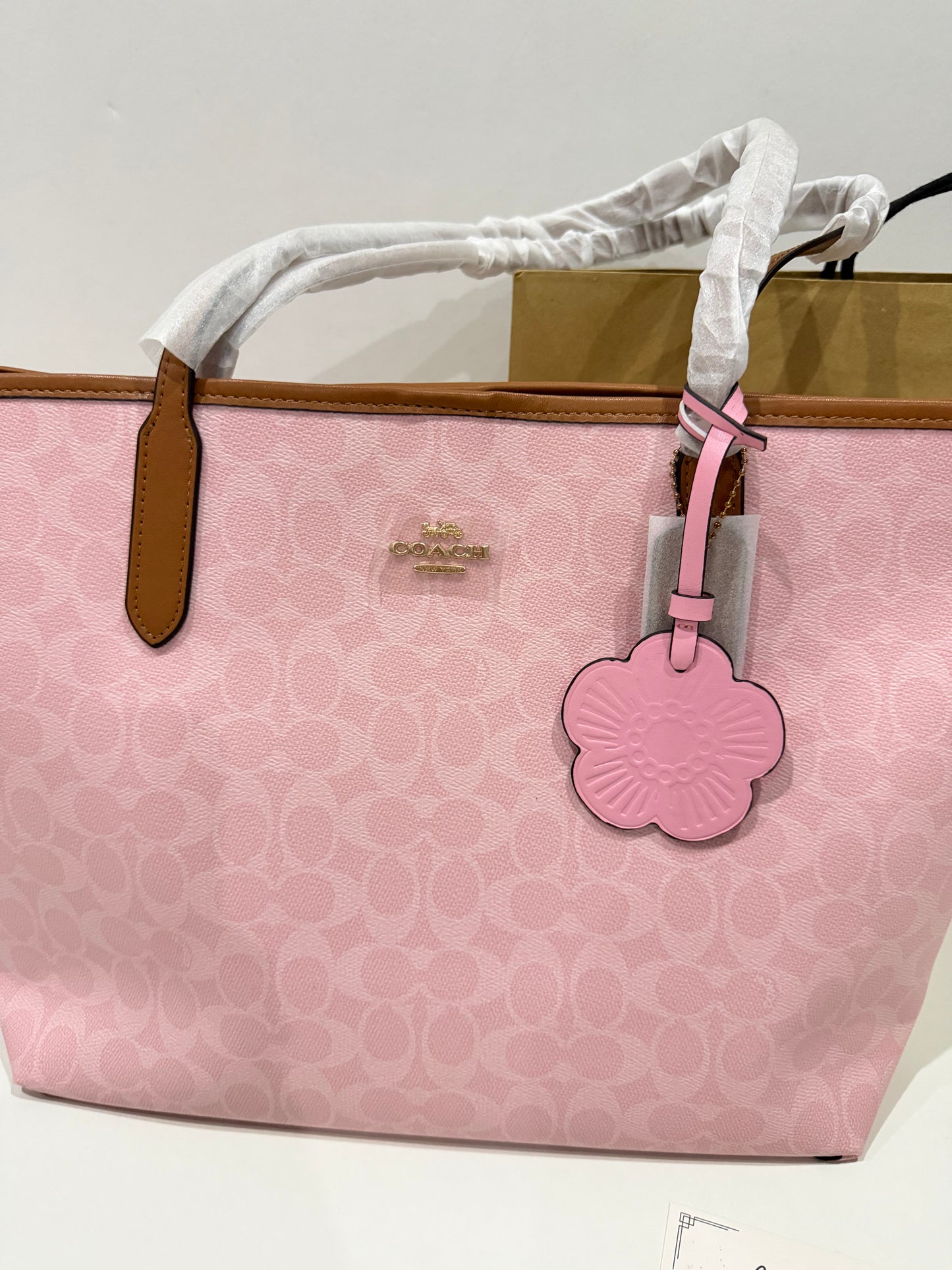 Coach City Tote in Powder Pink with Charm 🌸
