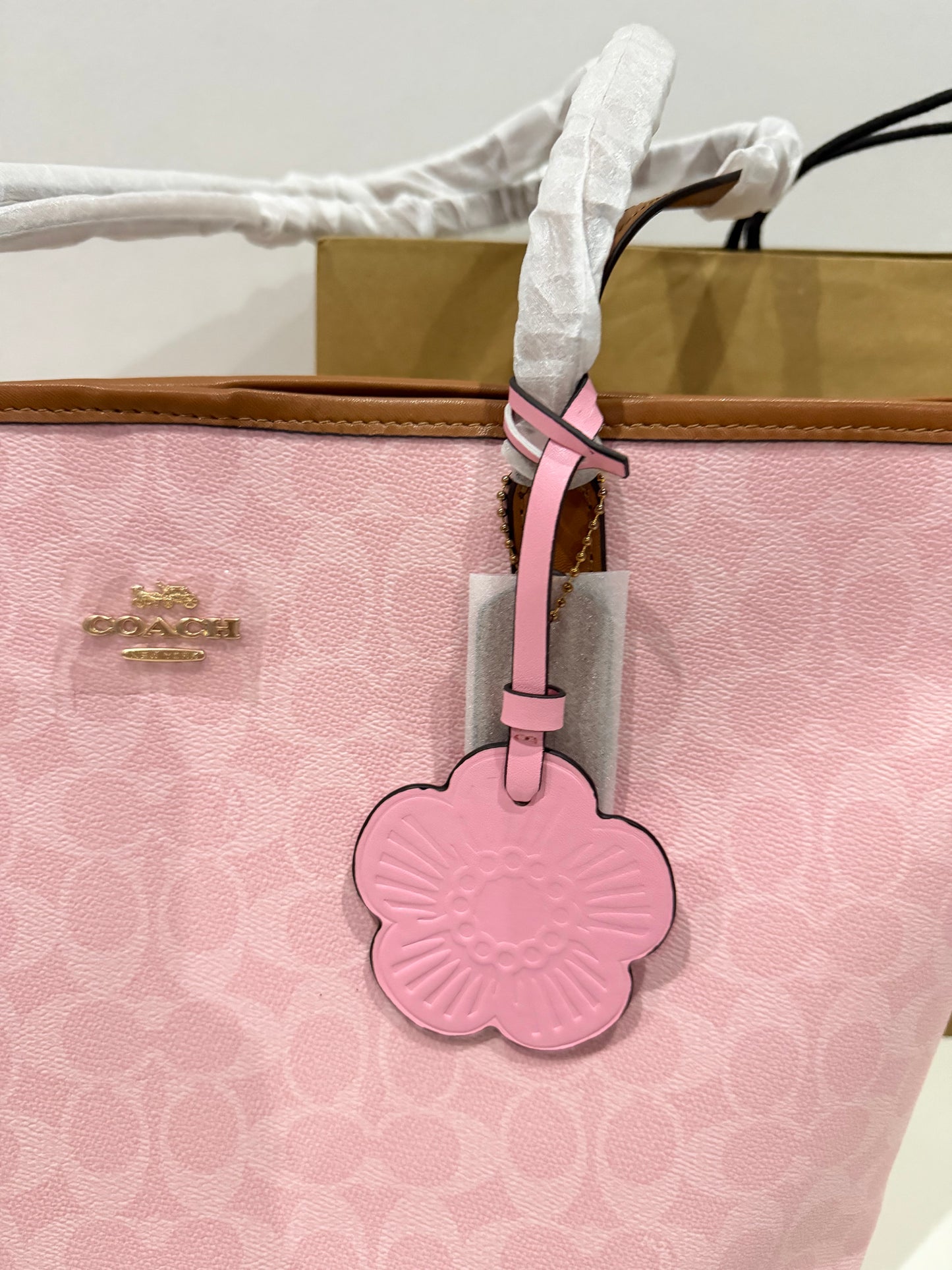 Coach City Tote in Powder Pink with Charm 🌸