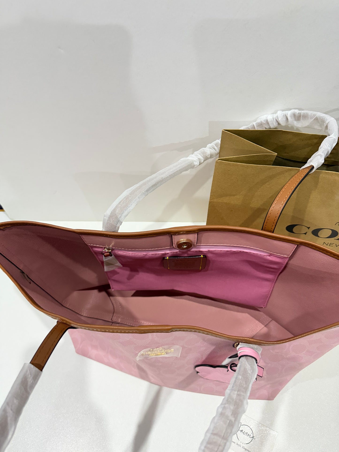Coach City Tote in Powder Pink with Charm 🌸