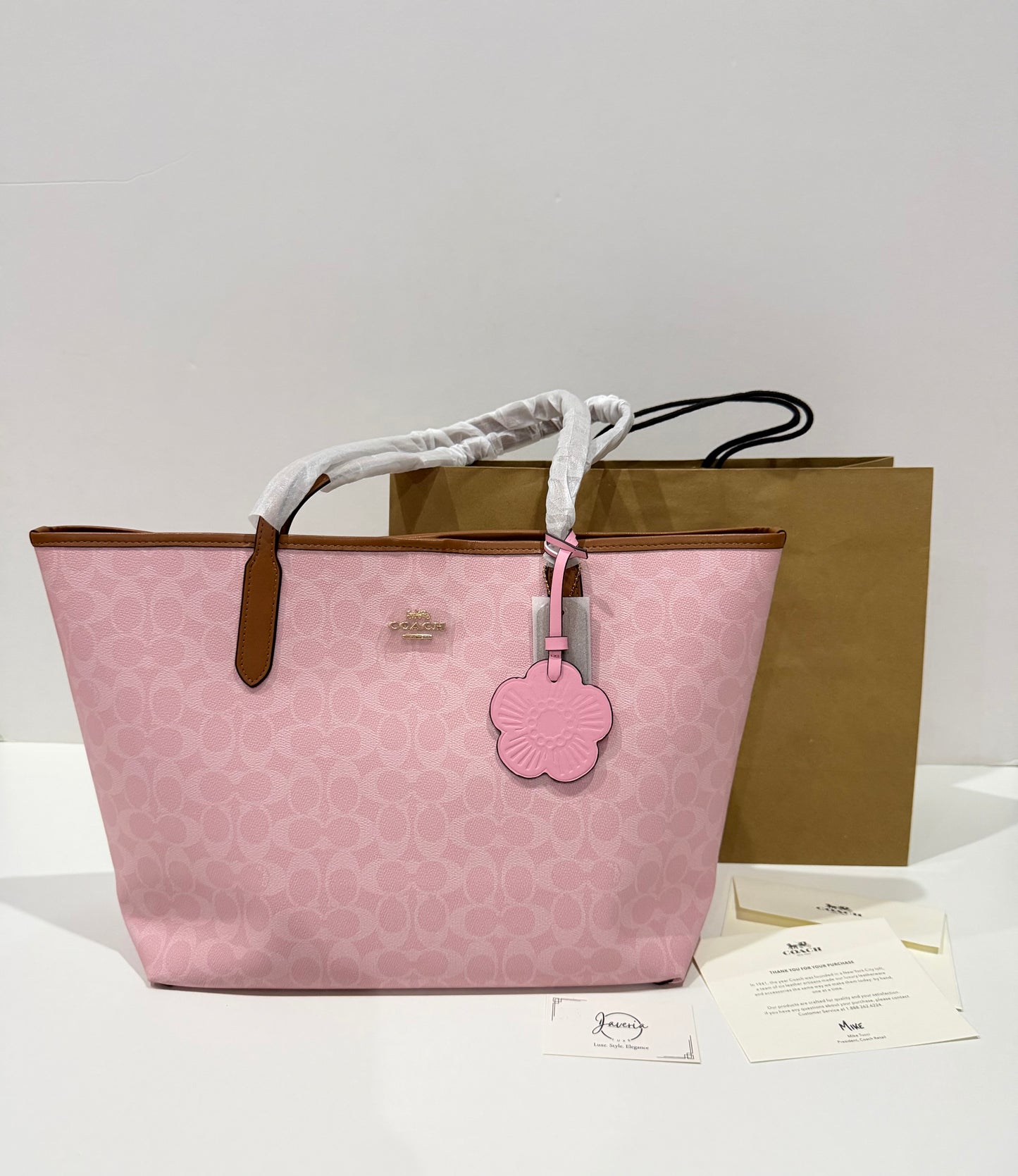 Coach City Tote in Powder Pink with Charm 🌸