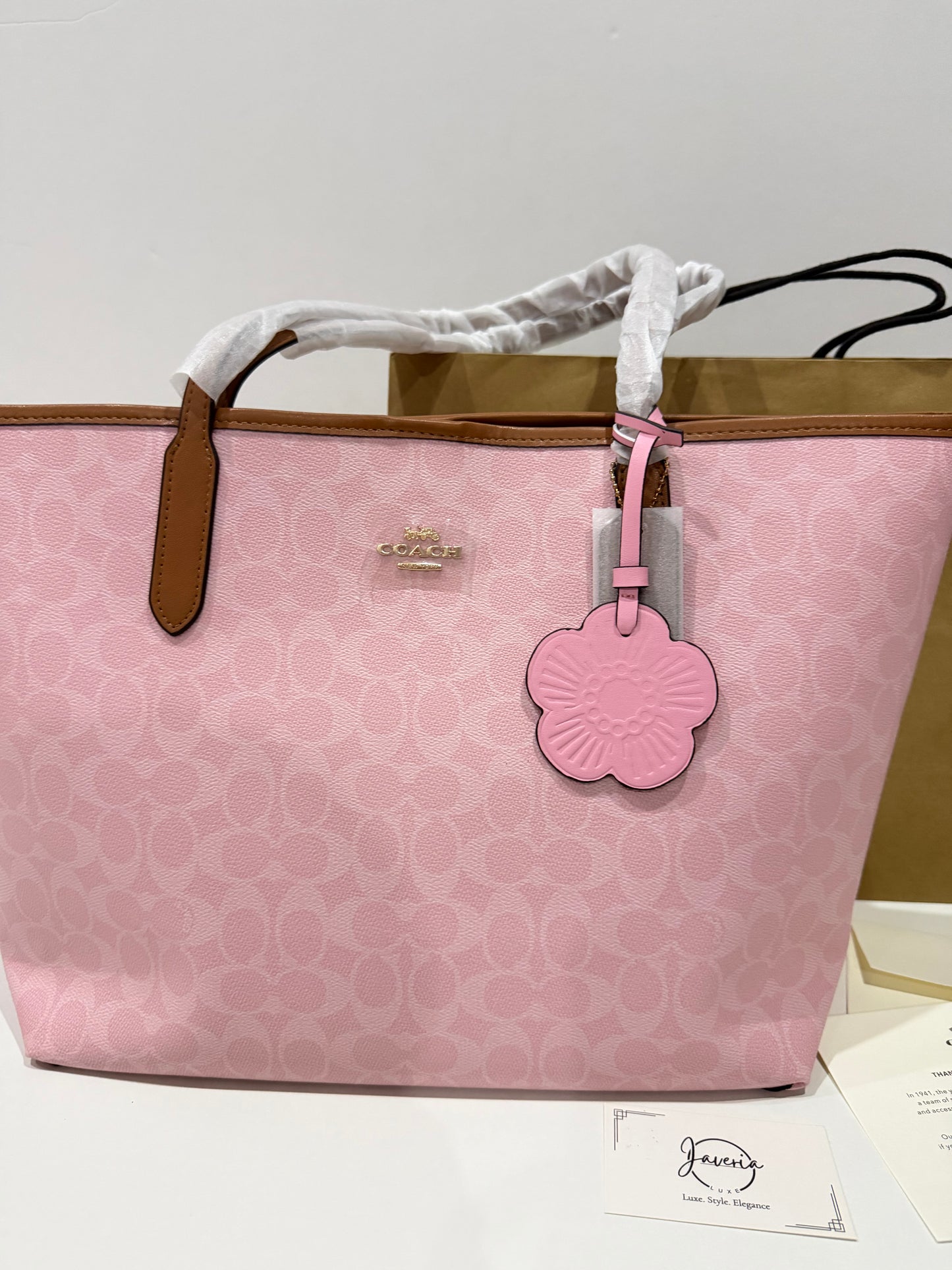 Coach City Tote in Powder Pink with Charm 🌸