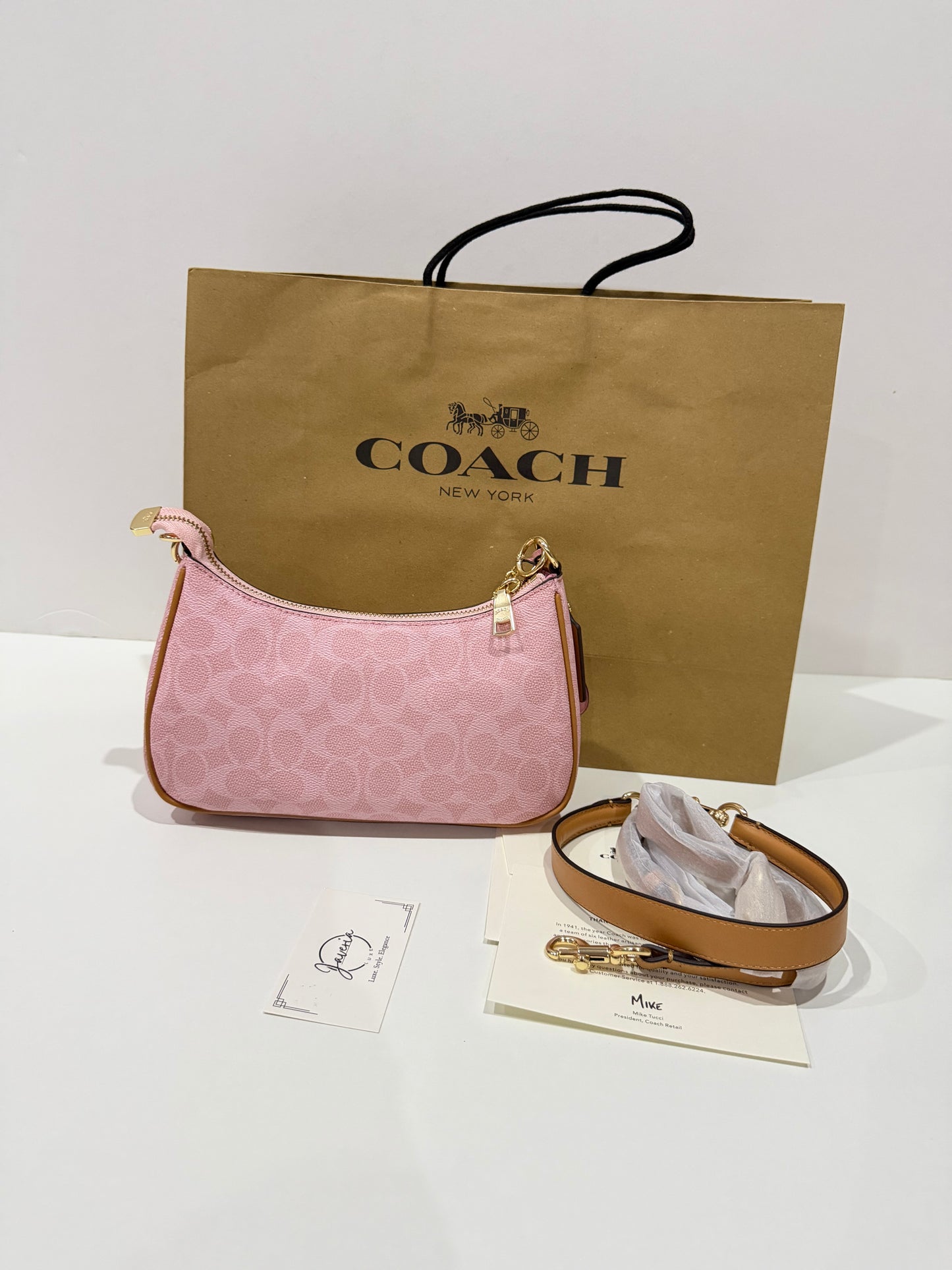 Coach Teri Shoulder Bag in Powder Pink with Charms🌸