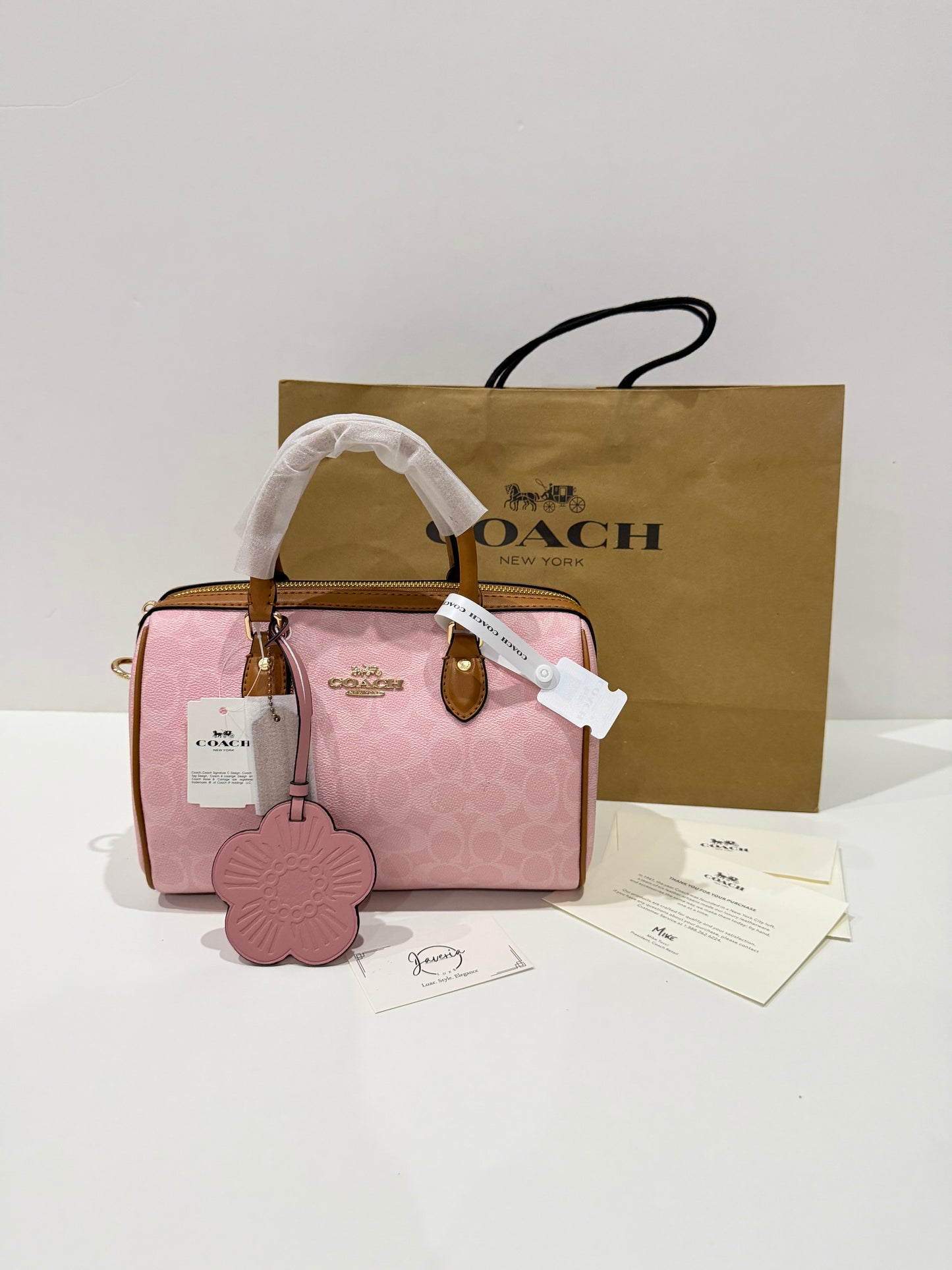 Coach Rowan Satchel Bag in Powder Pink with Charm 🌸