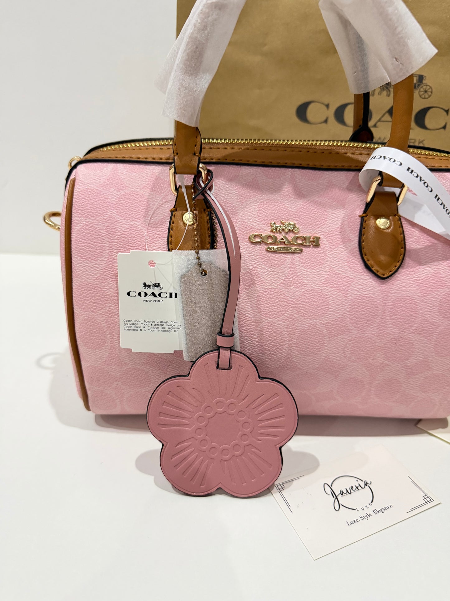 Coach Rowan Satchel Bag in Powder Pink with Charm 🌸