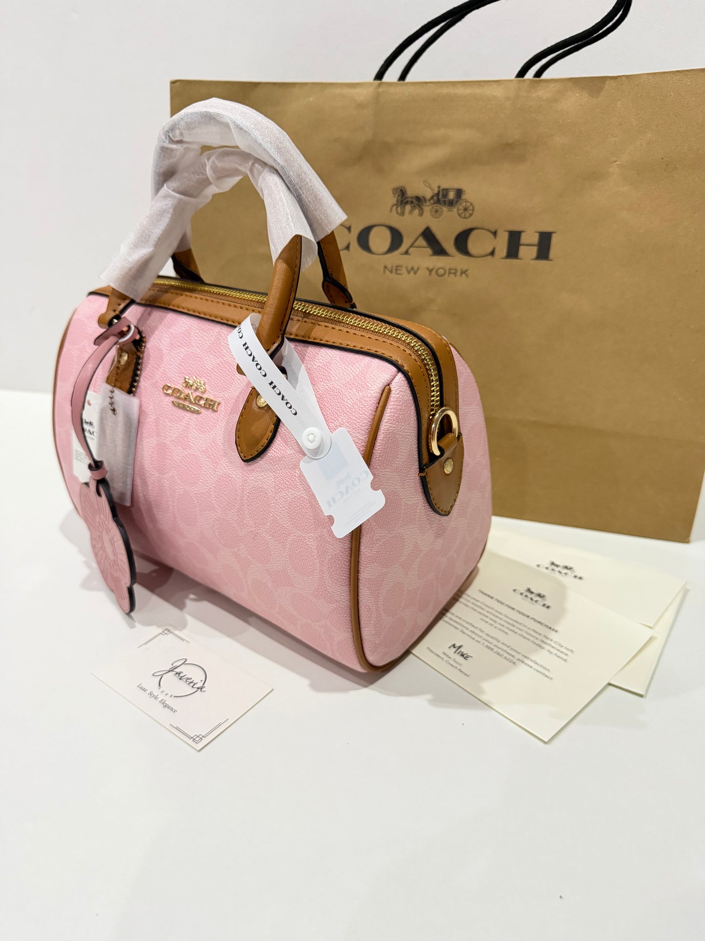 Coach Rowan Satchel Bag in Powder Pink with Charm 🌸