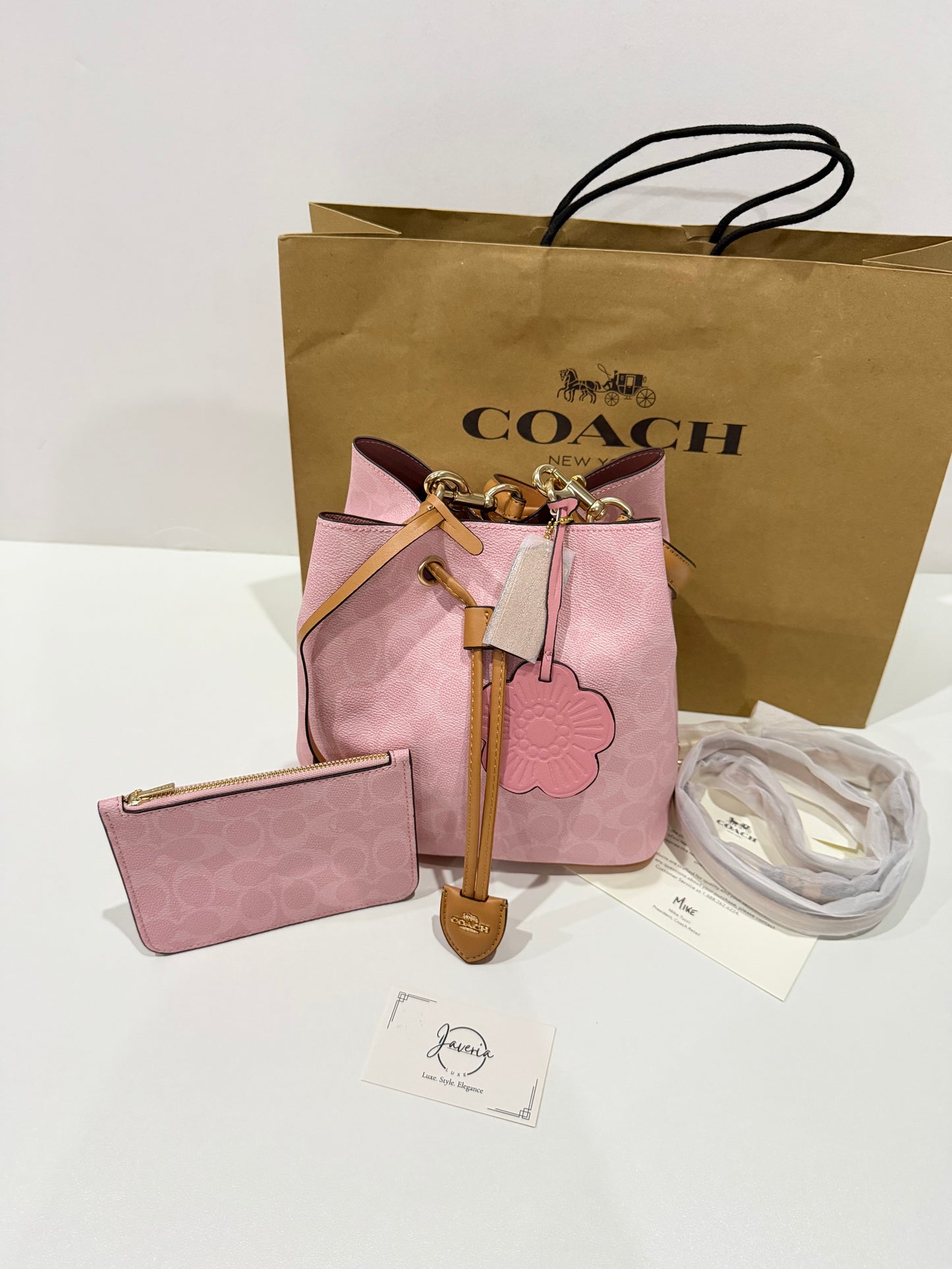 Coach Rowan Bucket Bag in Powder Pink with Charms 🌸