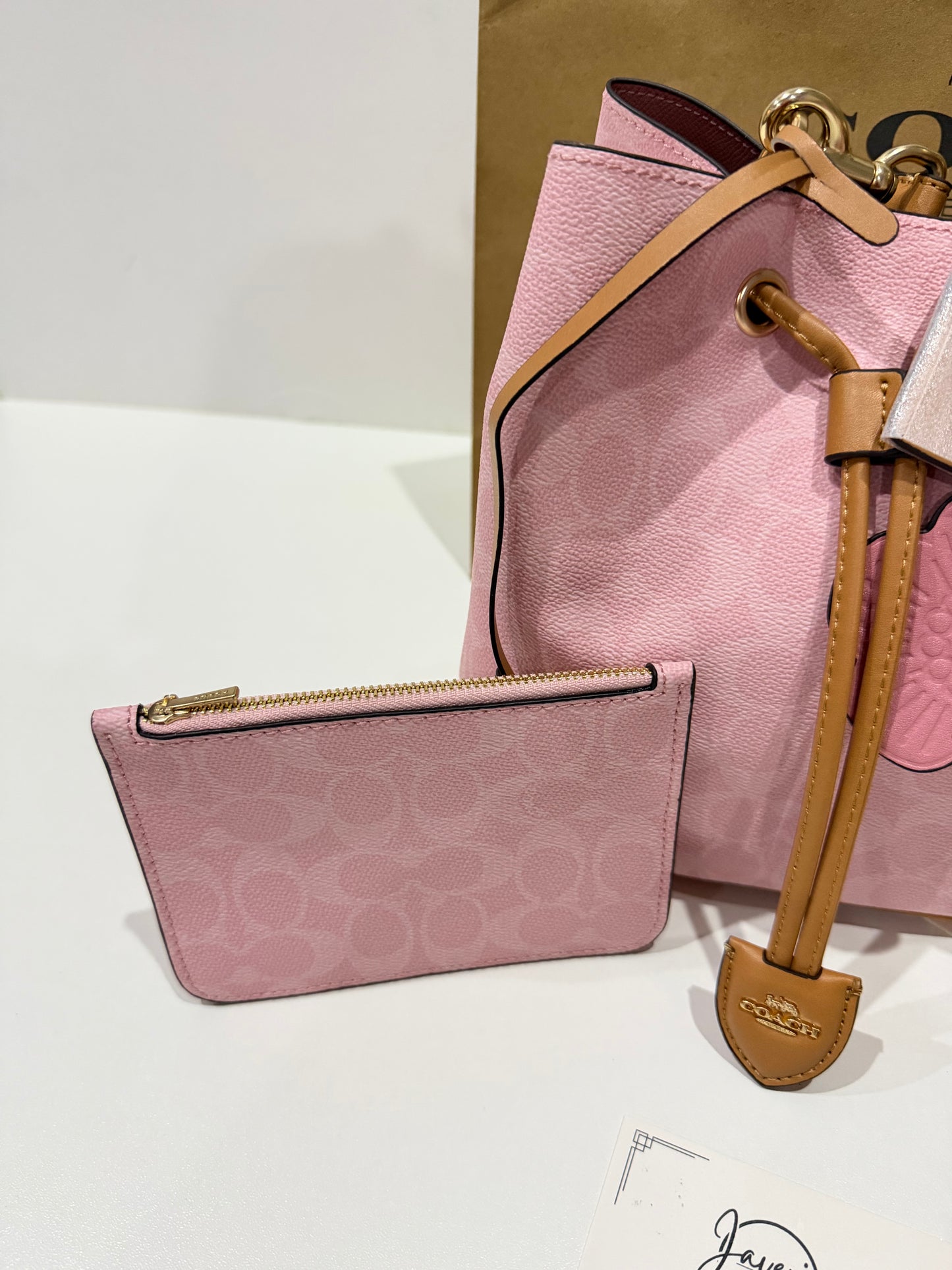 Coach Rowan Bucket Bag in Powder Pink with Charms 🌸
