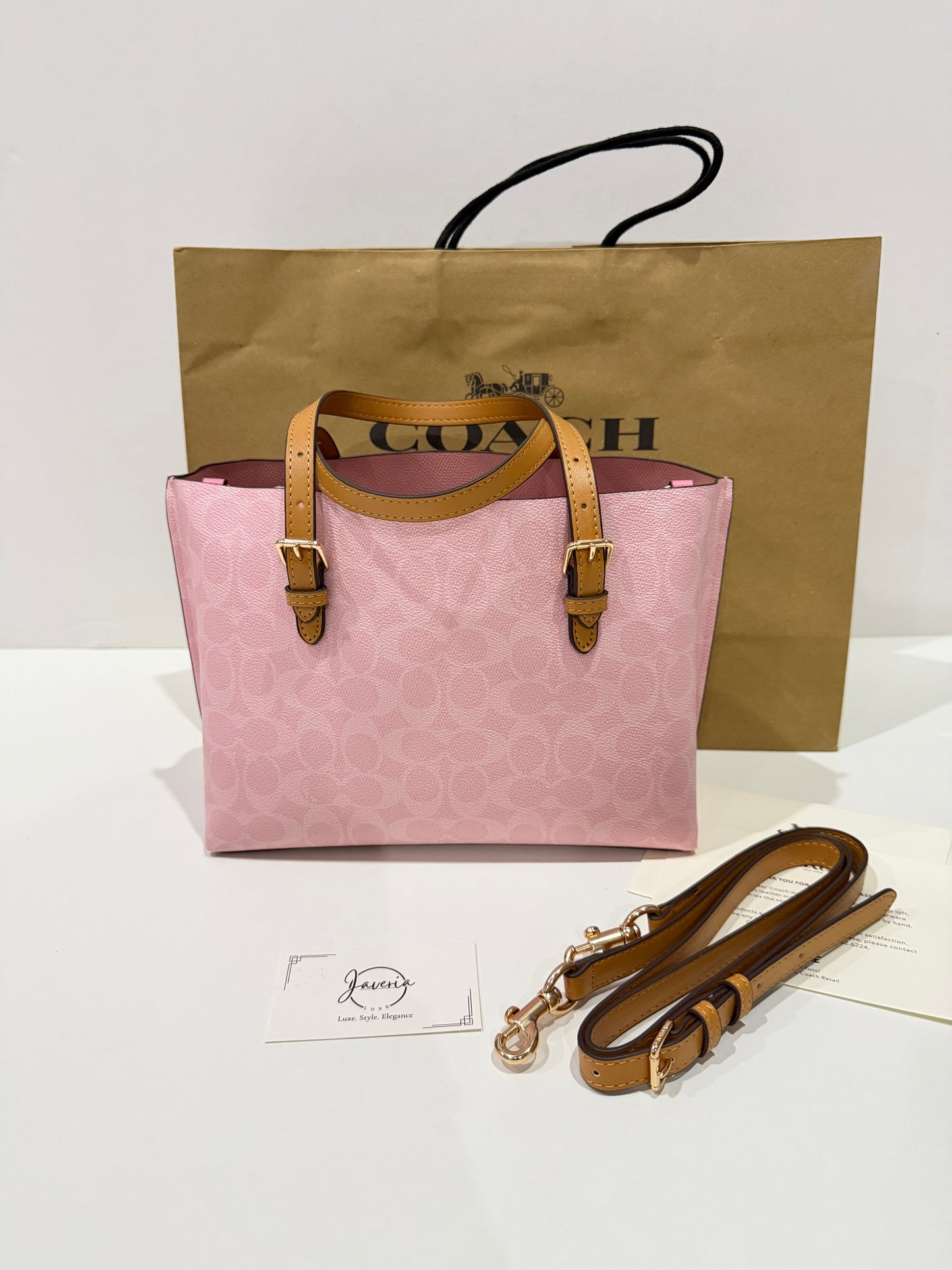 Coach Mollie Tote Bag 25 in Powder Pink with Charms 🌸