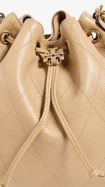 Tory Burch Charlie Quilted Drawstring Shoulder Bag - Pecan