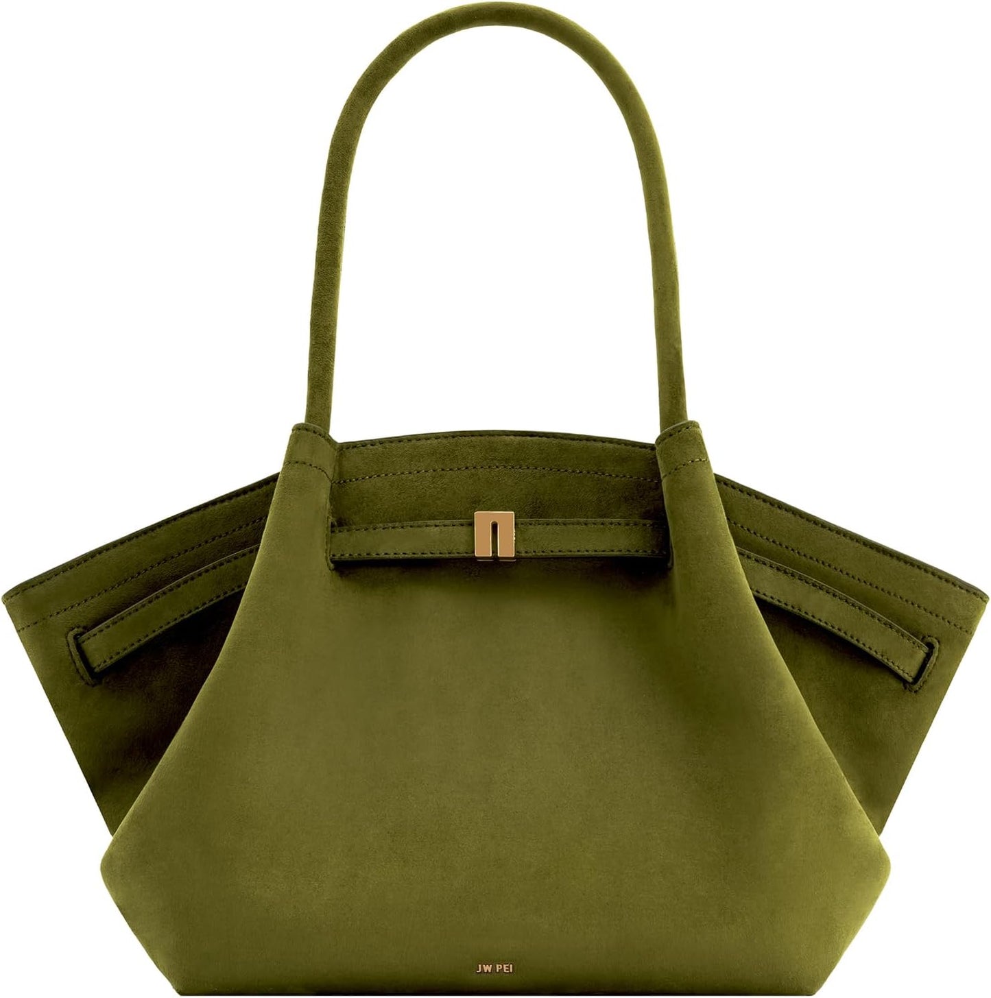 Jw Pei Medium Hana Tote Bag - Faux Suede Olive Green