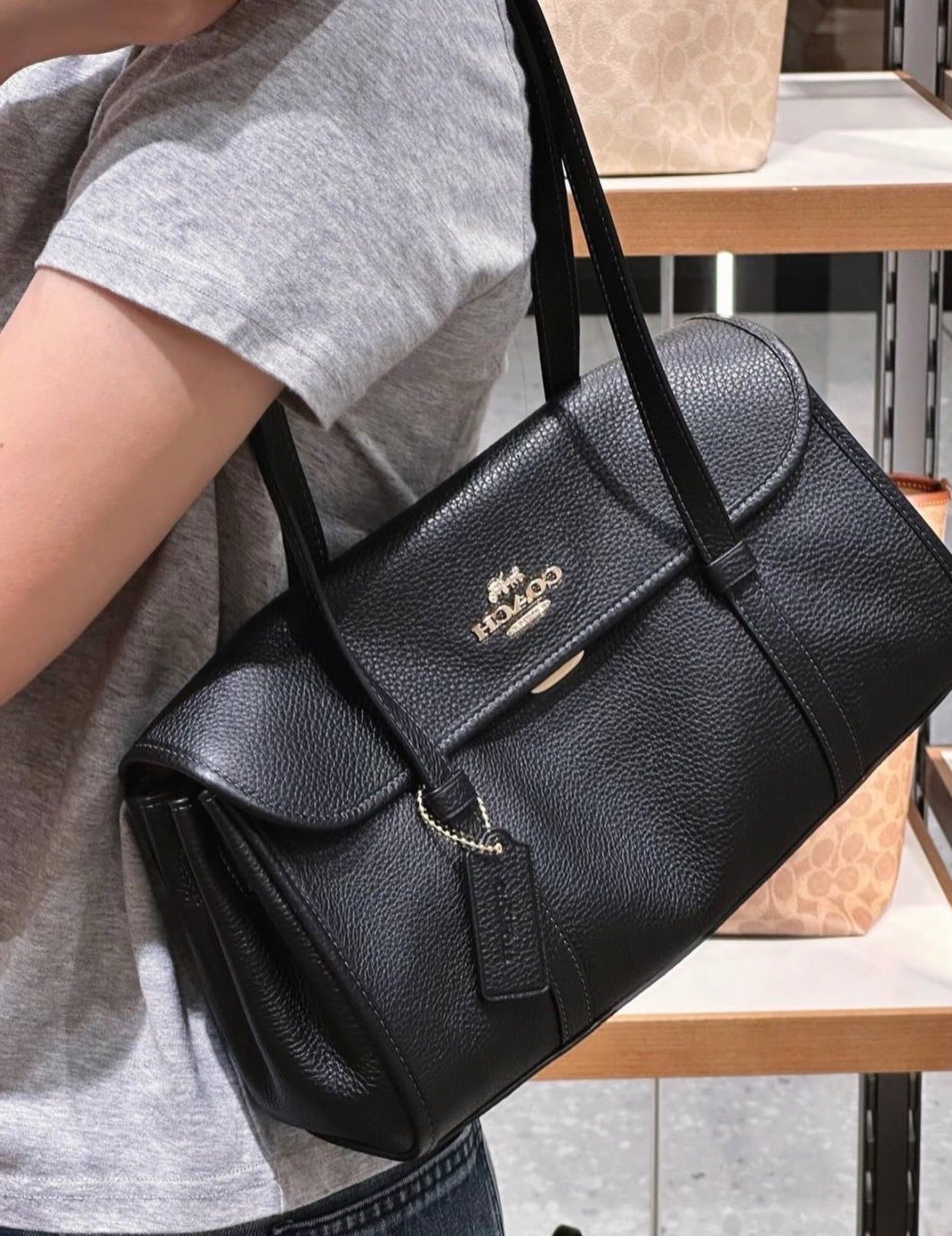 Coach Bridget Flap Shoulder Bag - Black
