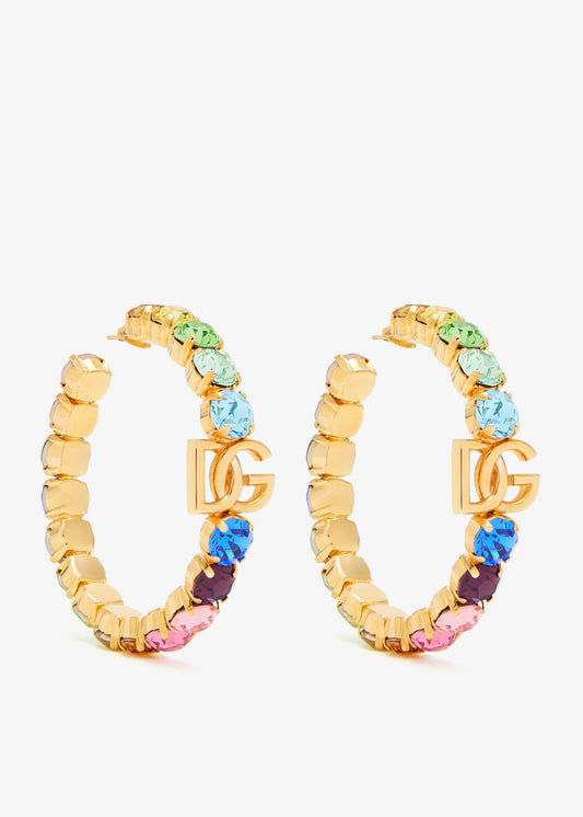 Dolce & Gabbana logo rhinestone hoop earrings