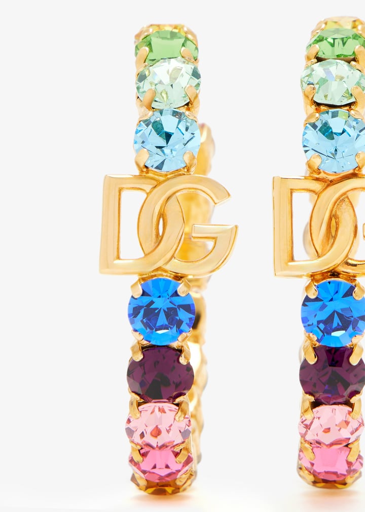 Dolce & Gabbana logo rhinestone hoop earrings