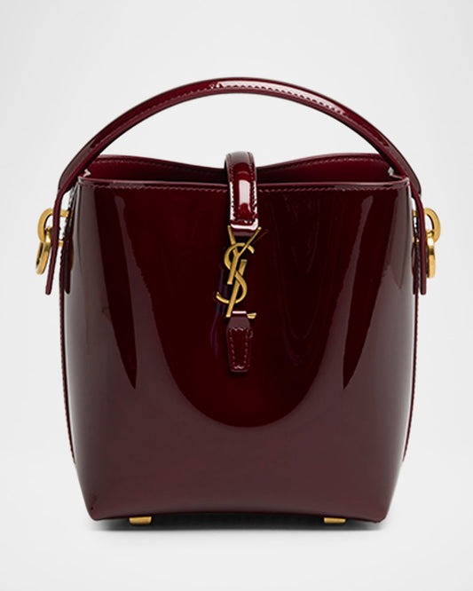 YSL LE 37 MINI IN PATENT LEATHER BAG IN GLOSS BURGUNDY