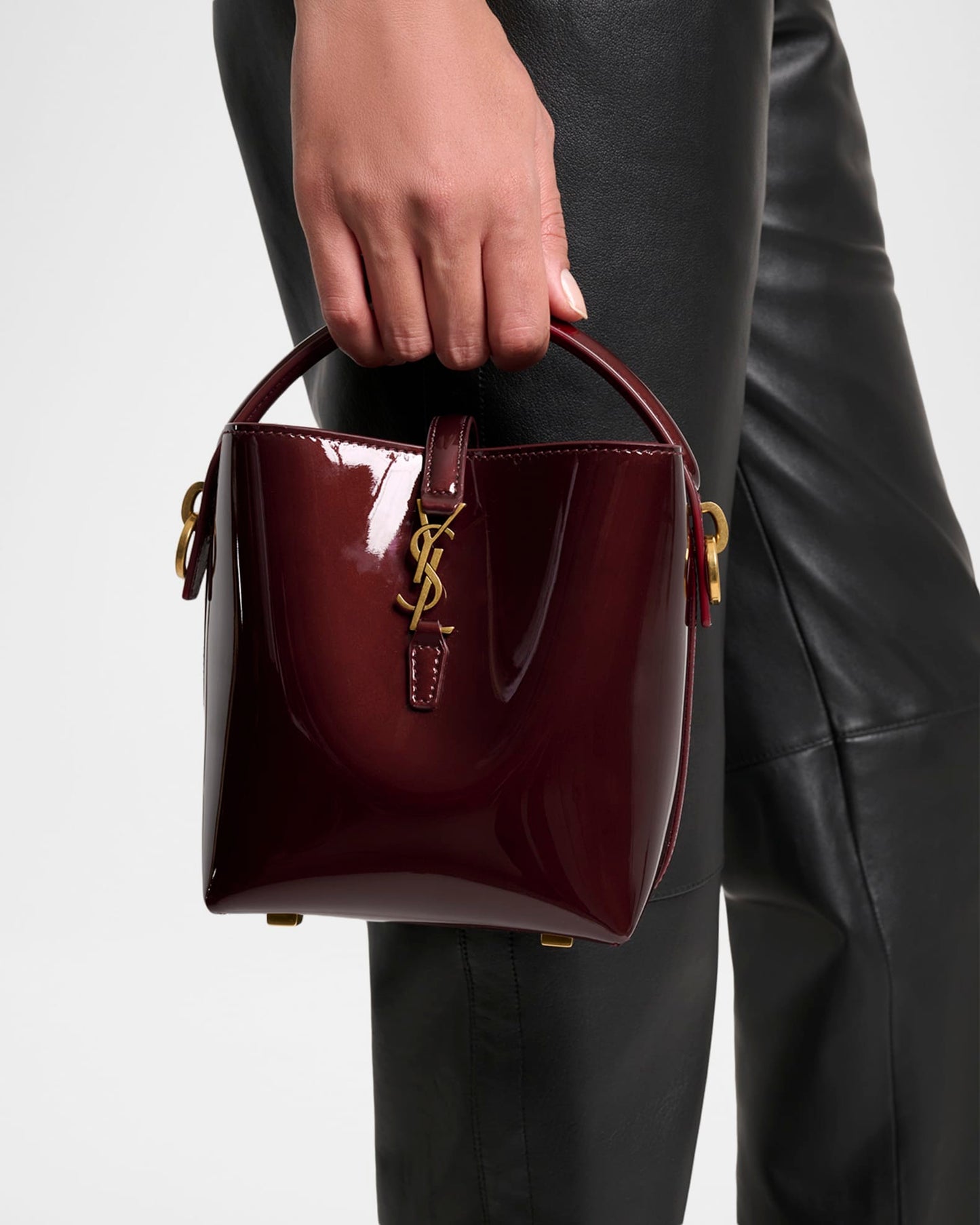 YSL LE 37 MINI IN PATENT LEATHER BAG IN GLOSS BURGUNDY