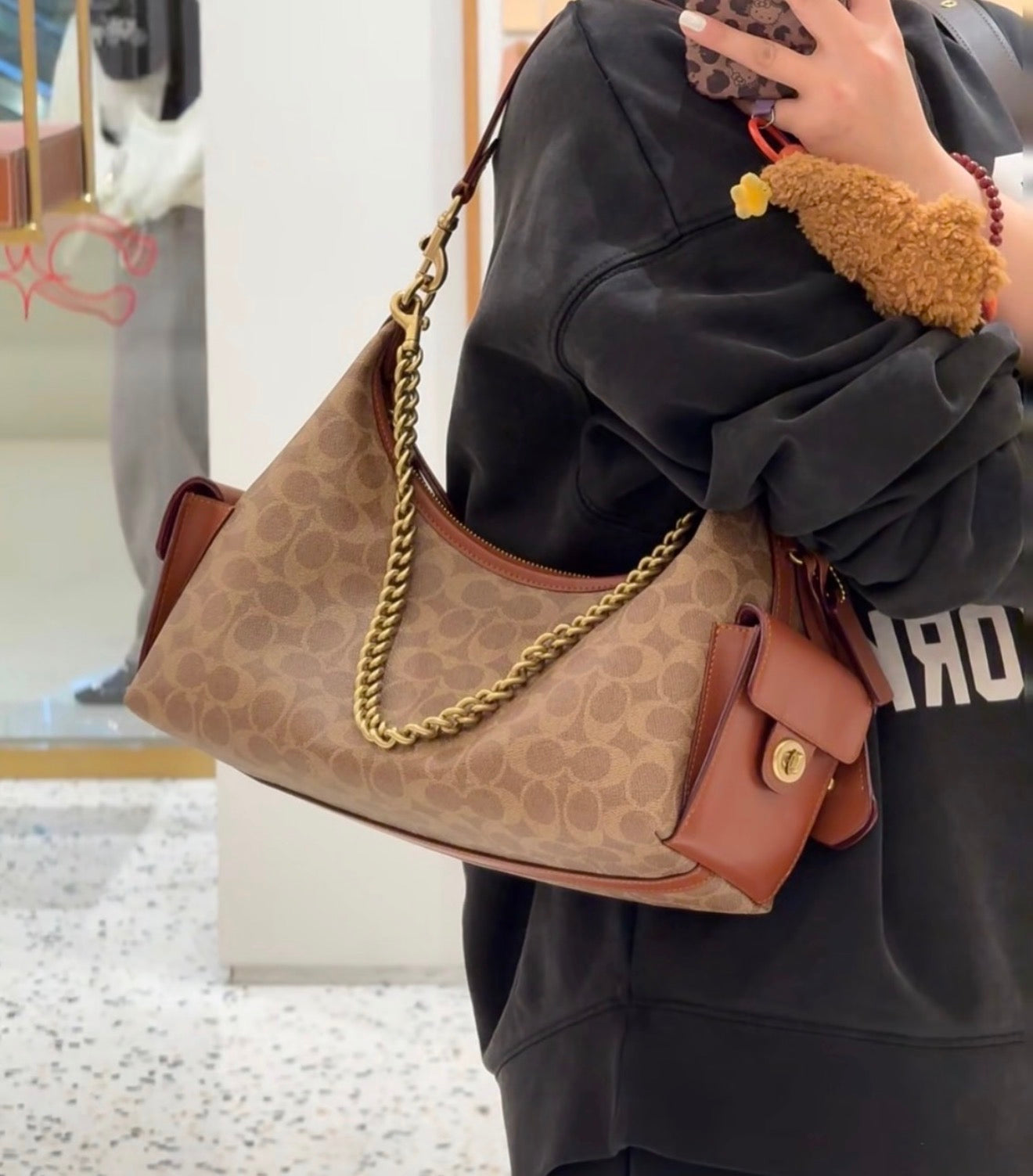 Coach Pocket Juliet 30 Bag in Signature Canvas Brown