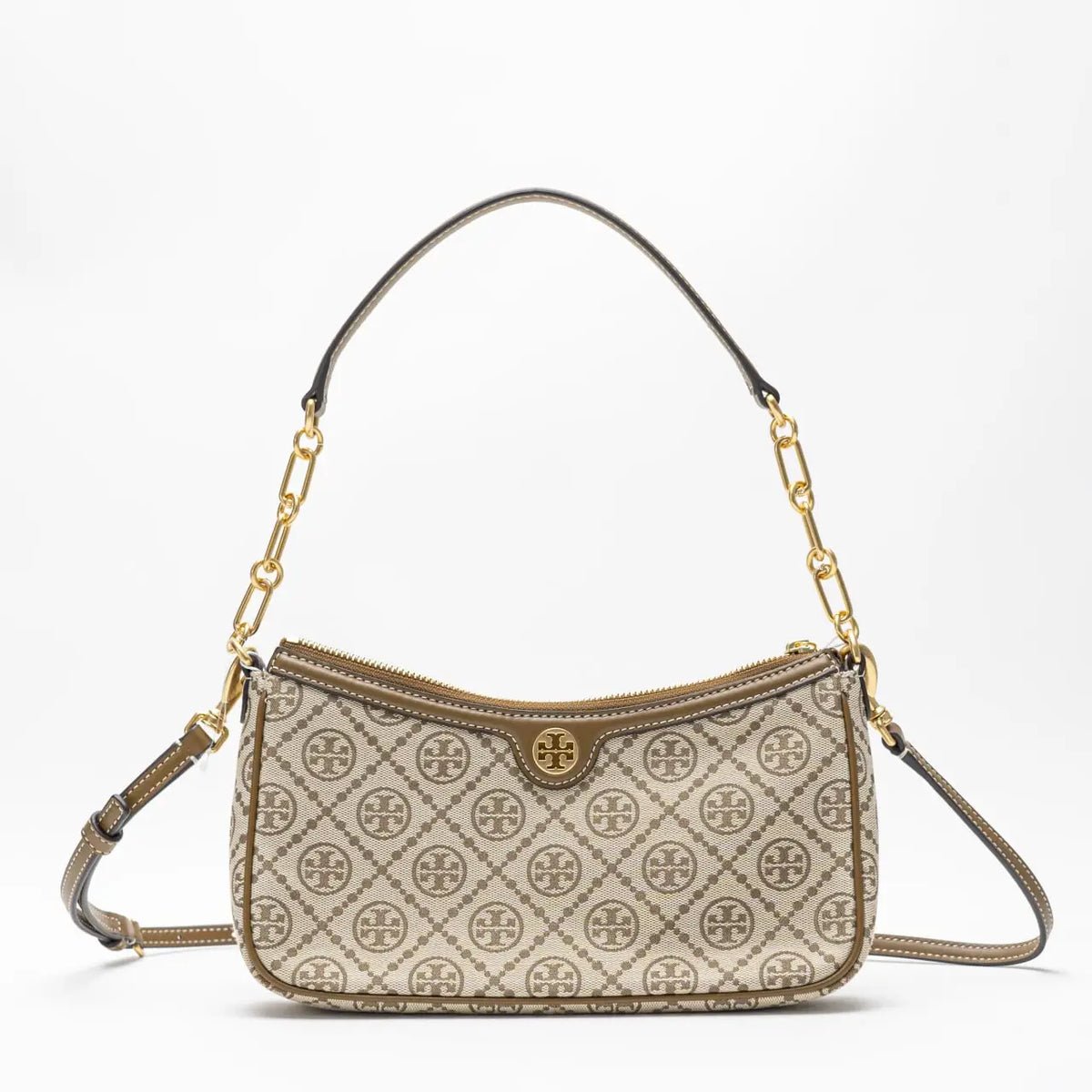 Tory Burch T Monogram Jacquard Shoulder Bag - Hazelnut
