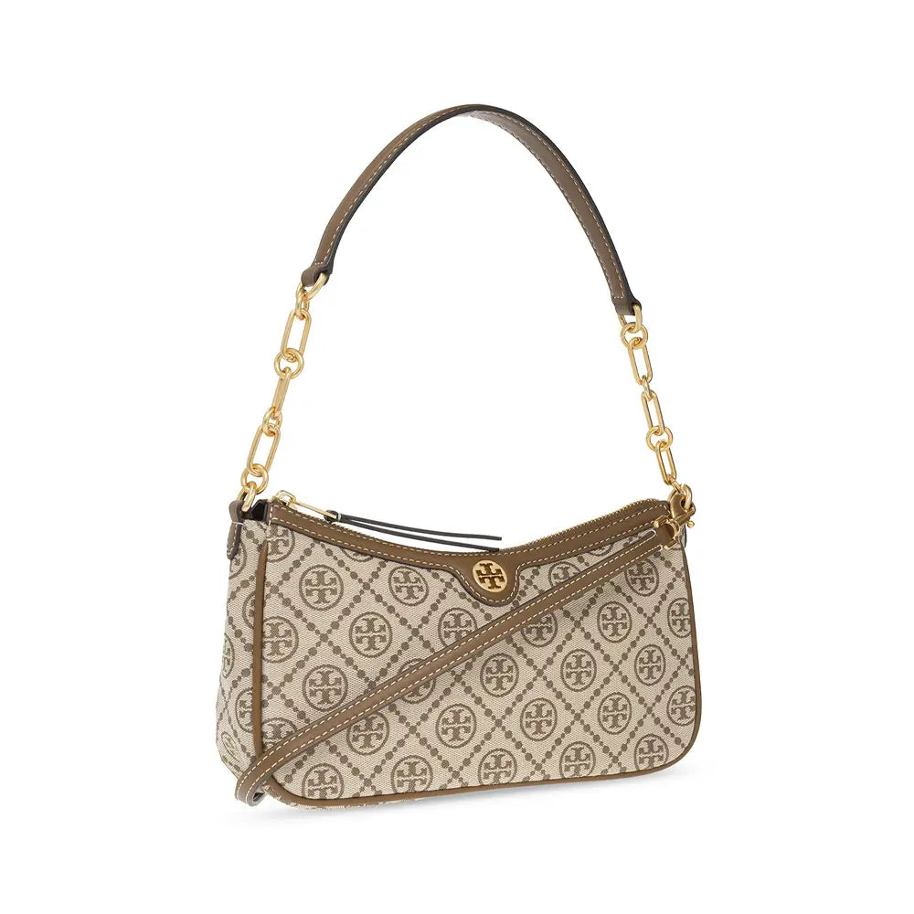 Tory Burch T Monogram Jacquard Shoulder Bag - Hazelnut