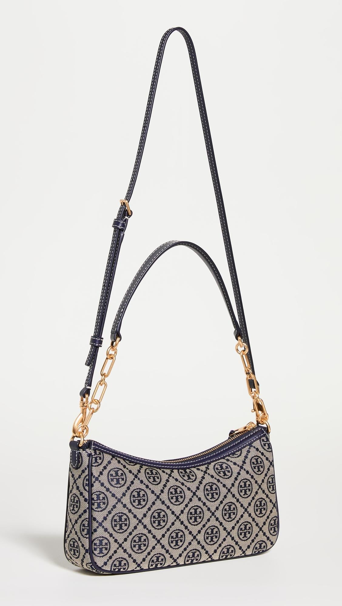 Tory Burch T Monogram Jacquard Shoulder Bag - Navy blue