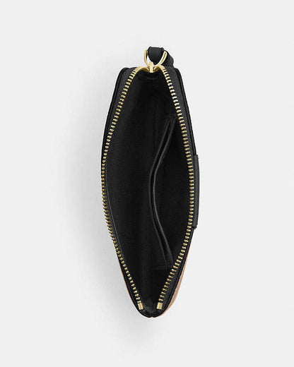 Coach Corner Zip Wristlet In Signature Canvas With Stripe - Coffee Brown