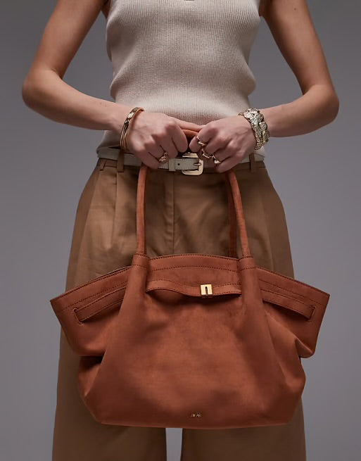 Jw Pei Medium Faux Suede Tote Bag - Brown