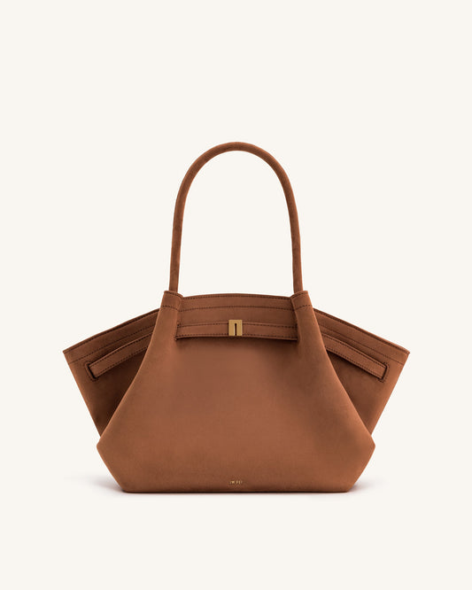 Jw Pei Medium Faux Suede Tote Bag - Brown