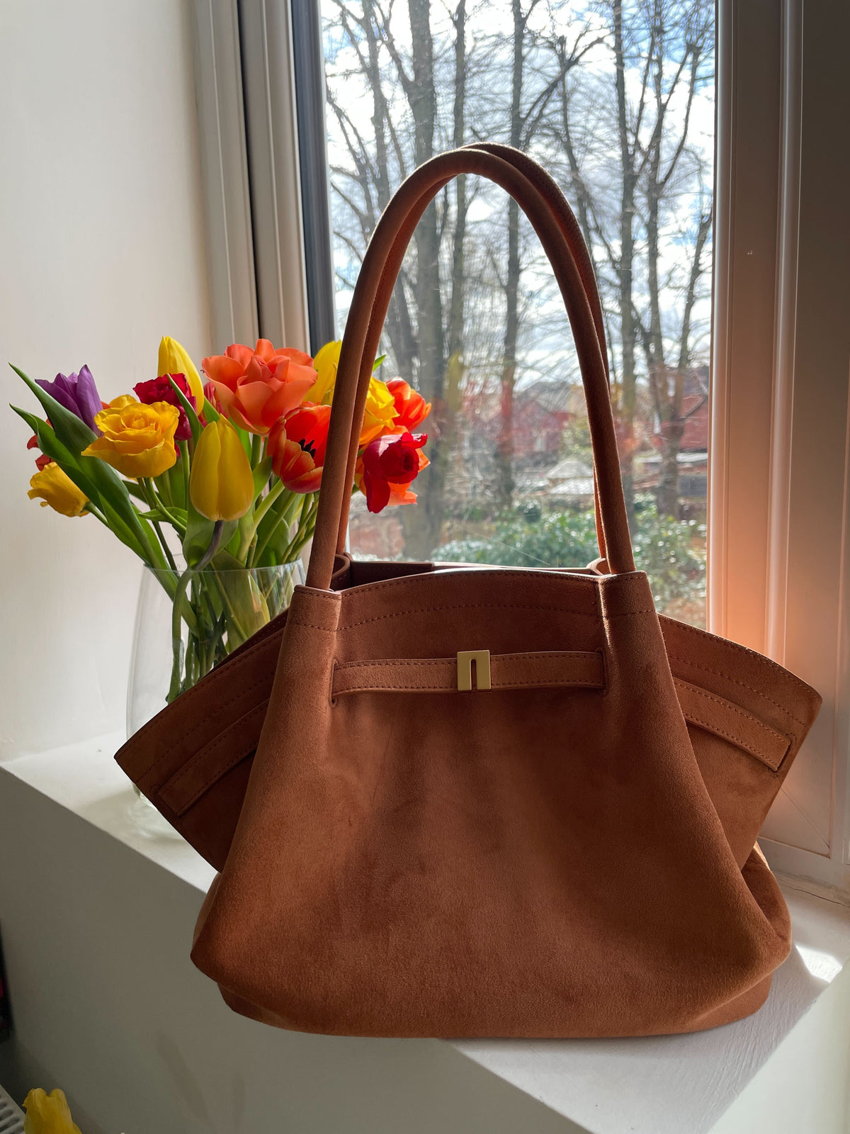 Jw Pei Medium Faux Suede Tote Bag - Brown