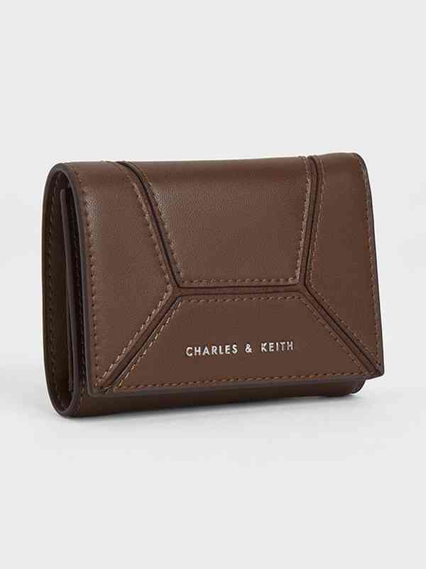 Charles & Keith Nasrin Geometric Wallet - Dark Brown