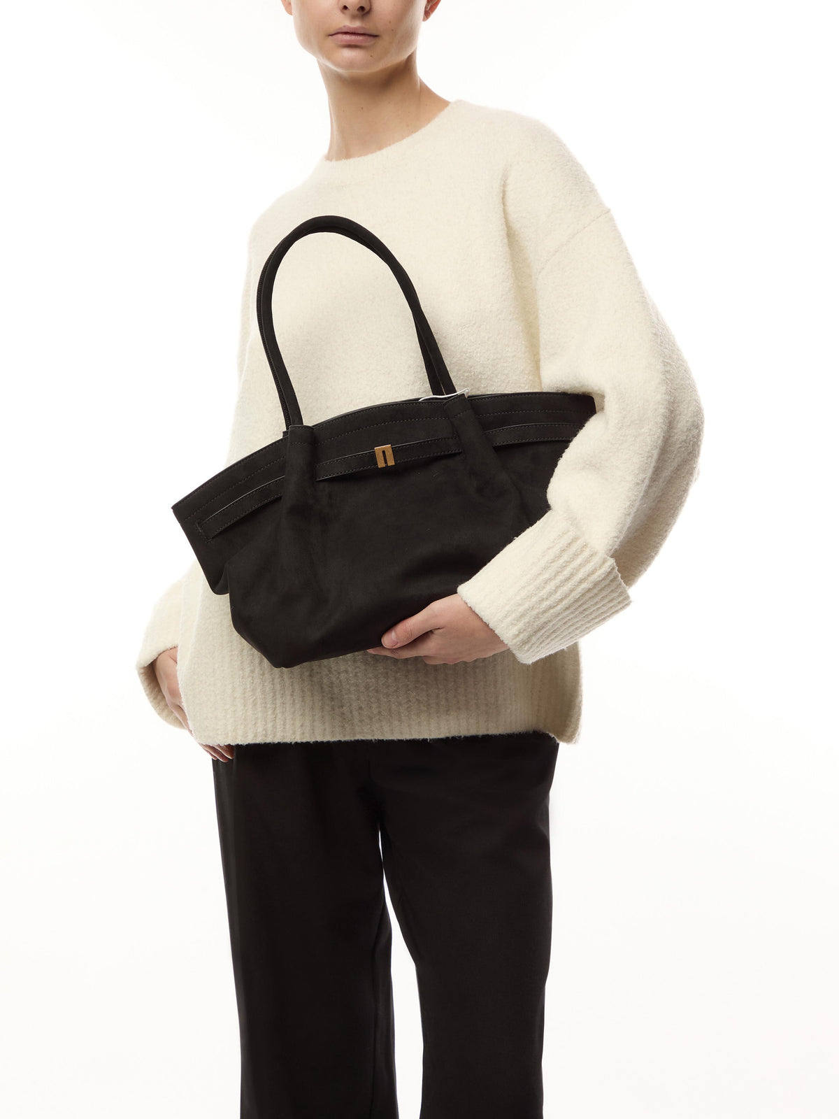 Jw Pei Medium Faux Suede Tote Bag - Black