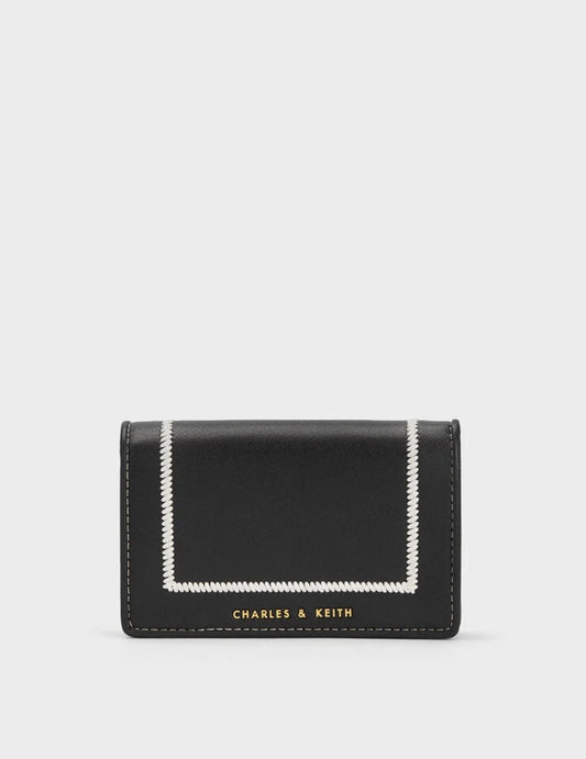 Charles & Keith Astra Contrast Trim Wallet - Black