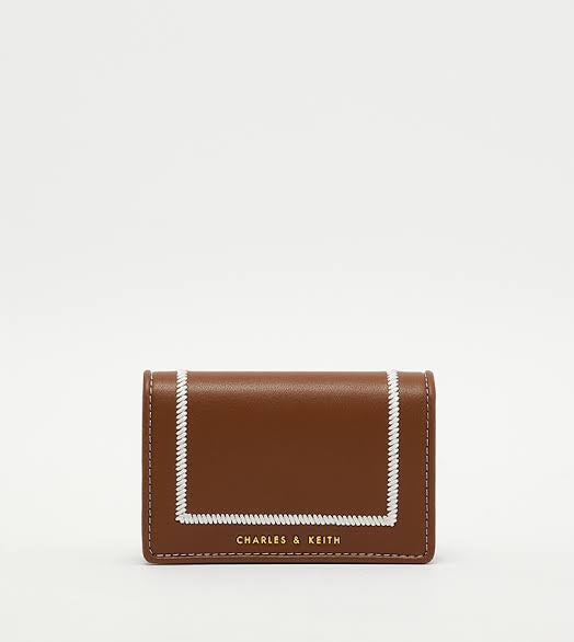 Charles & Keith Astra Contrast Trim Wallet - Brown
