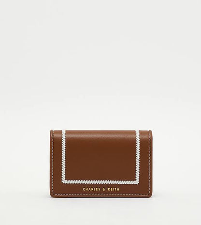 Charles & Keith Astra Contrast Trim Wallet - Brown