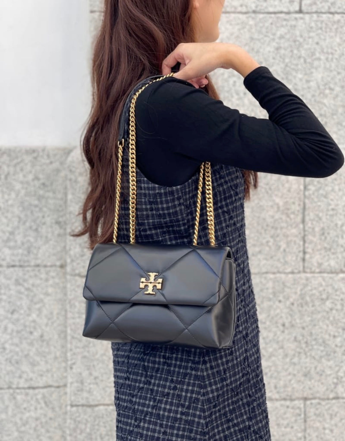 Tory Burch Small Kira Diamond Quilt Convertible Shoulder Bag - Black