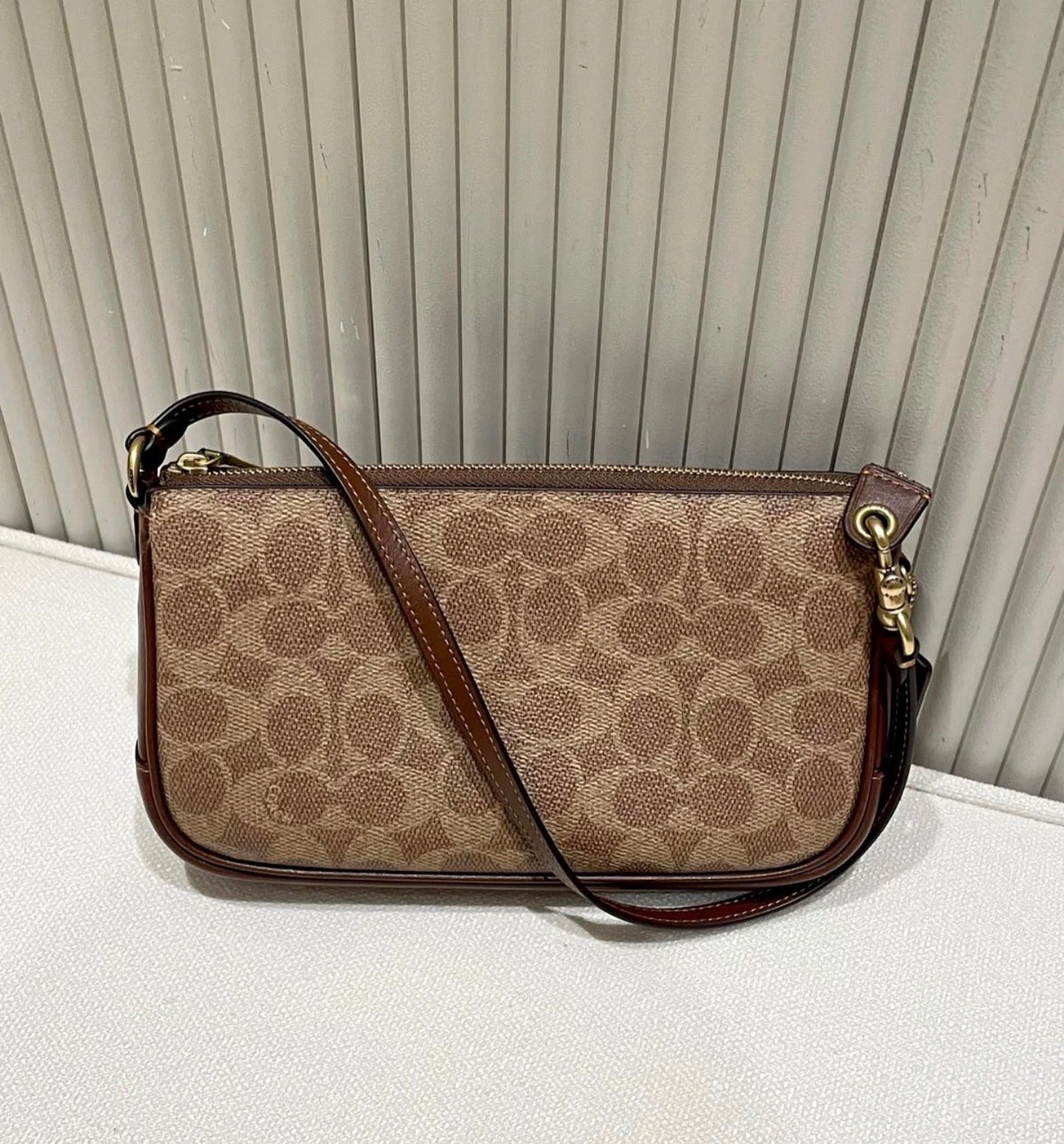 Coach Plaza 22 Bag - Tan Brown Signature Canvas